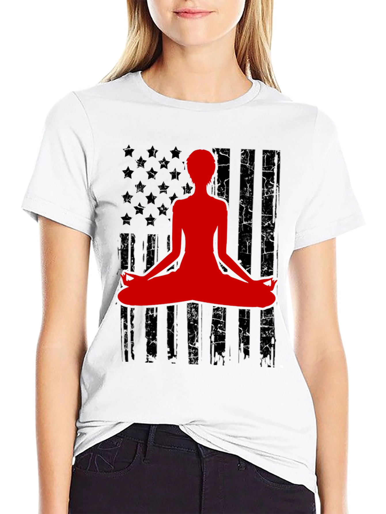 Yoga USA Flag Mens Graphic Tee - Black