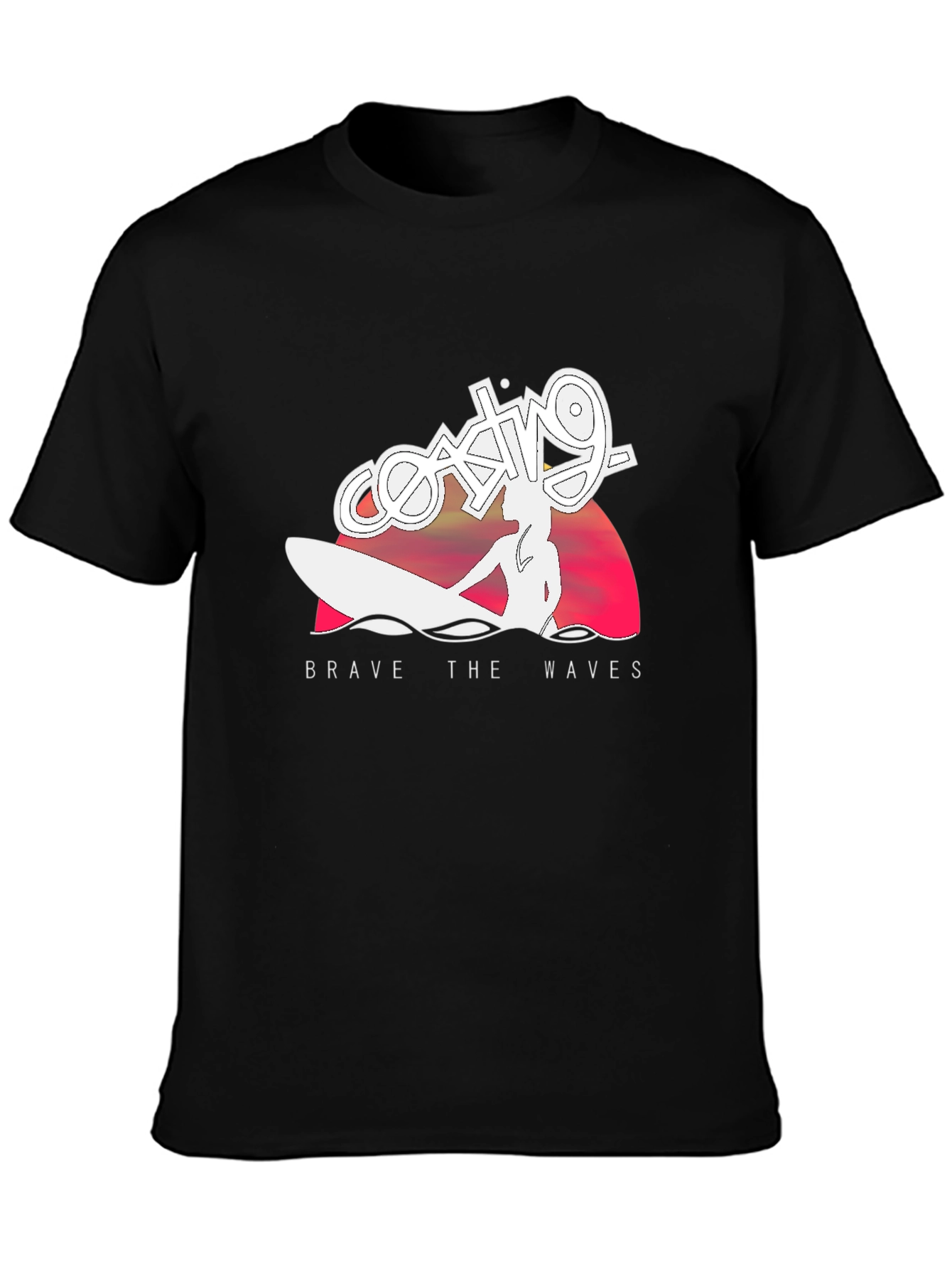 Coasting Brave The Waves T-Shirt - Black Surf Tee