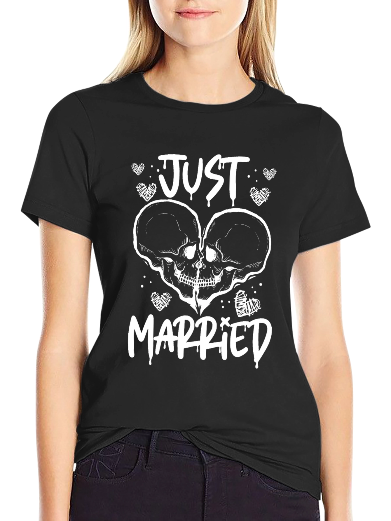 Just Married Skull T-Shirt - Romantic Gothic Tee