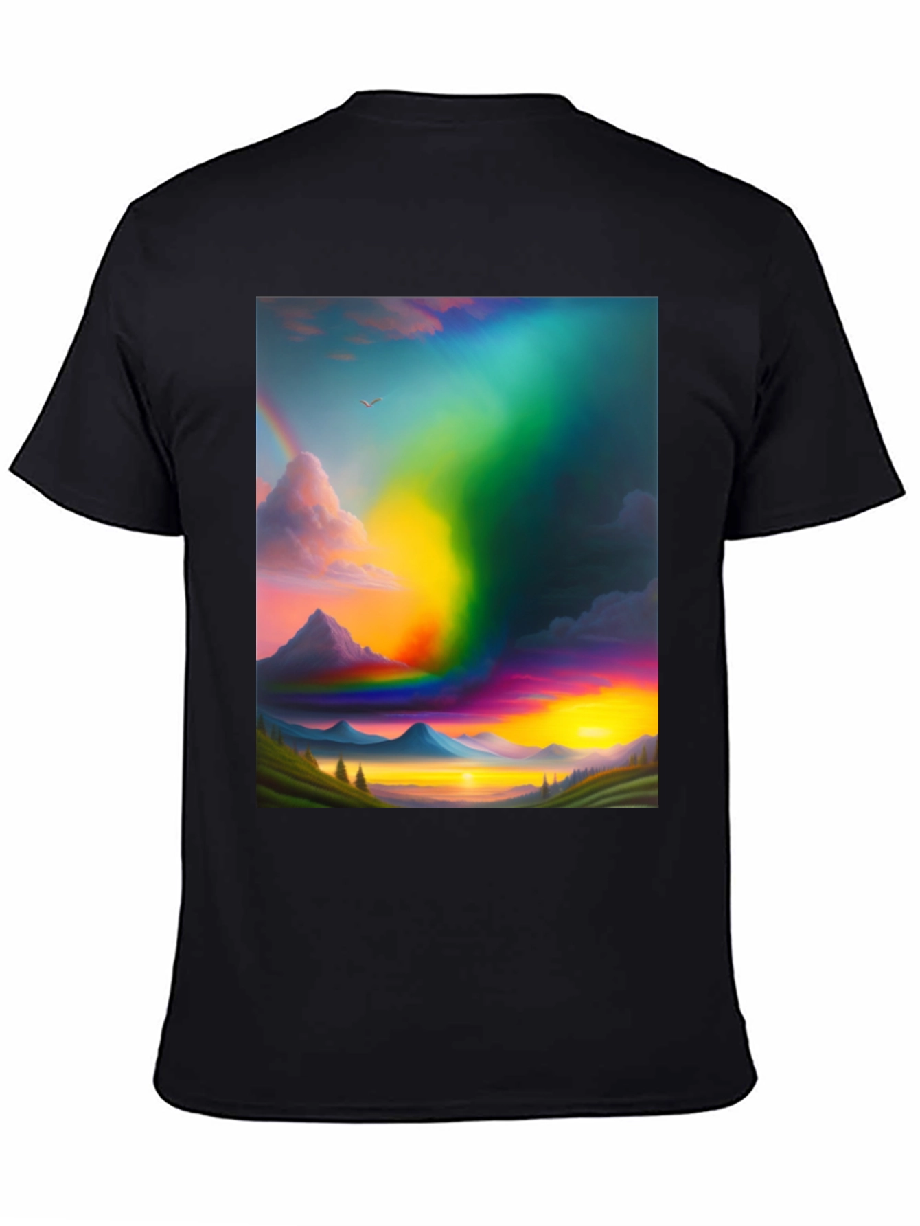 Rainbow Mountain Scene Graphic T-Shirt