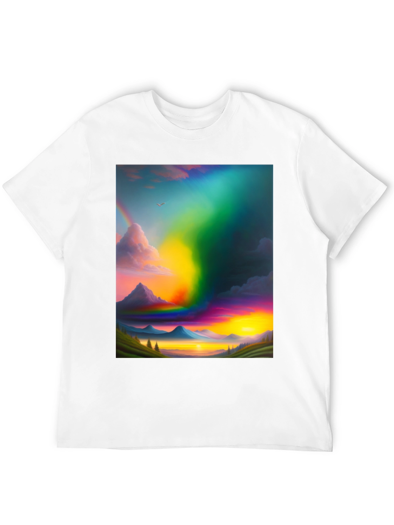 Rainbow Mountain Scene Graphic T-Shirt