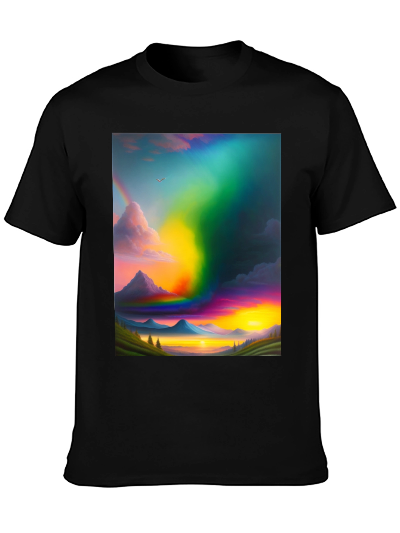 Rainbow Mountain Scene Graphic T-Shirt