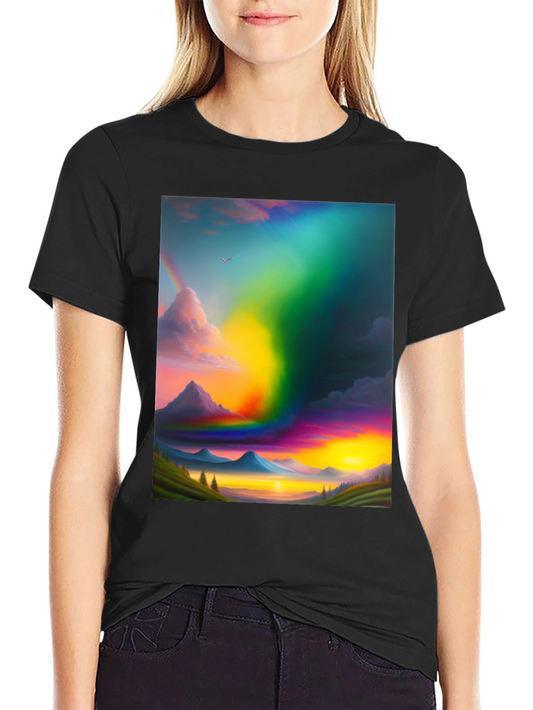 Rainbow Mountain Scene Graphic T-Shirt