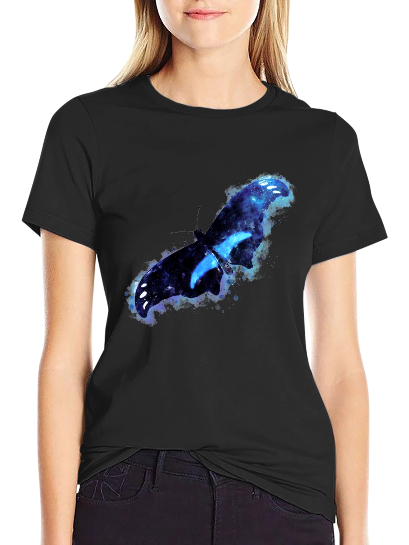 Galaxy Butterfly Graphic Tee - Stylish Mens Black T-Shirt