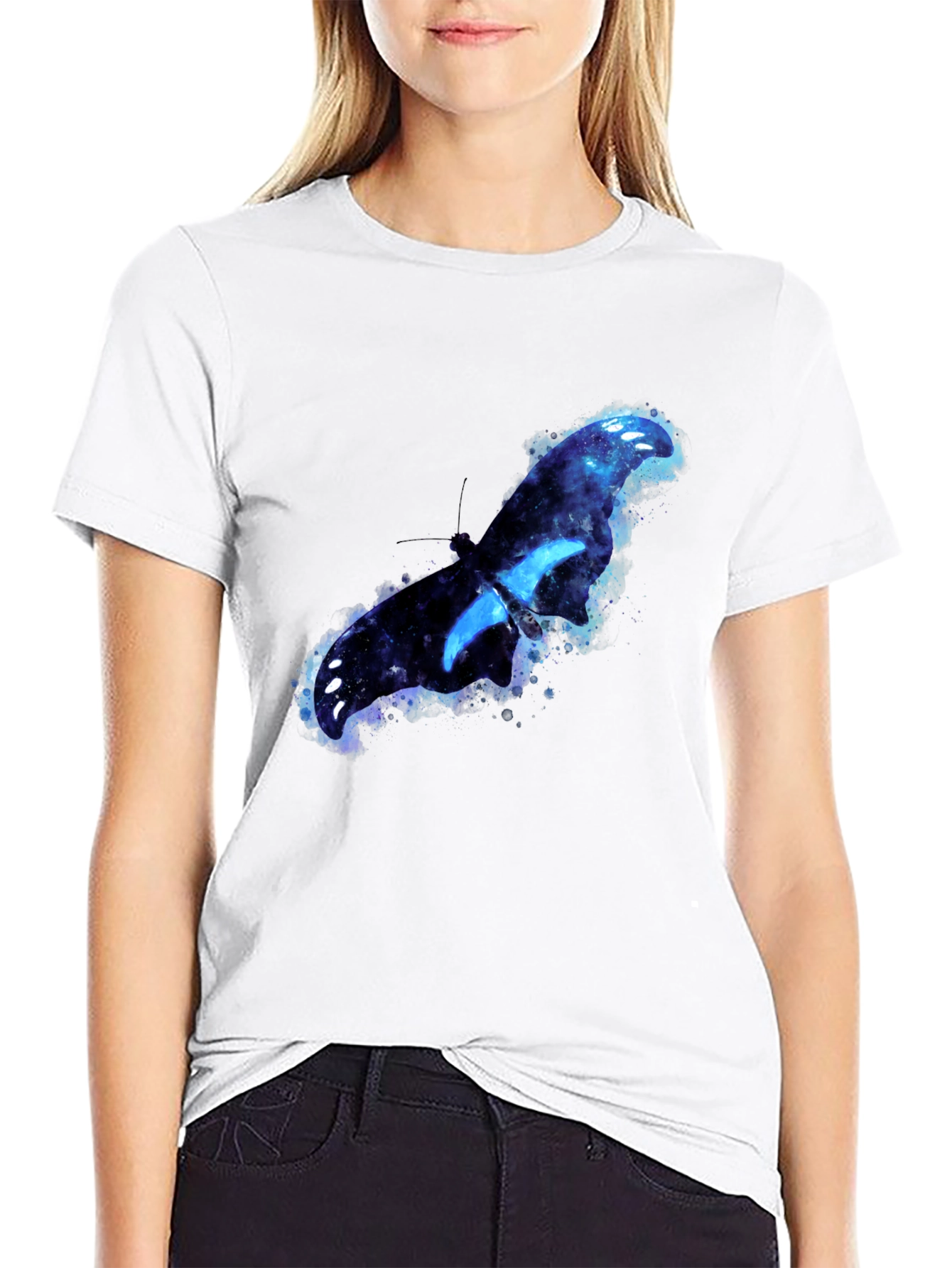 Galaxy Butterfly Graphic Tee - Stylish Mens Black T-Shirt