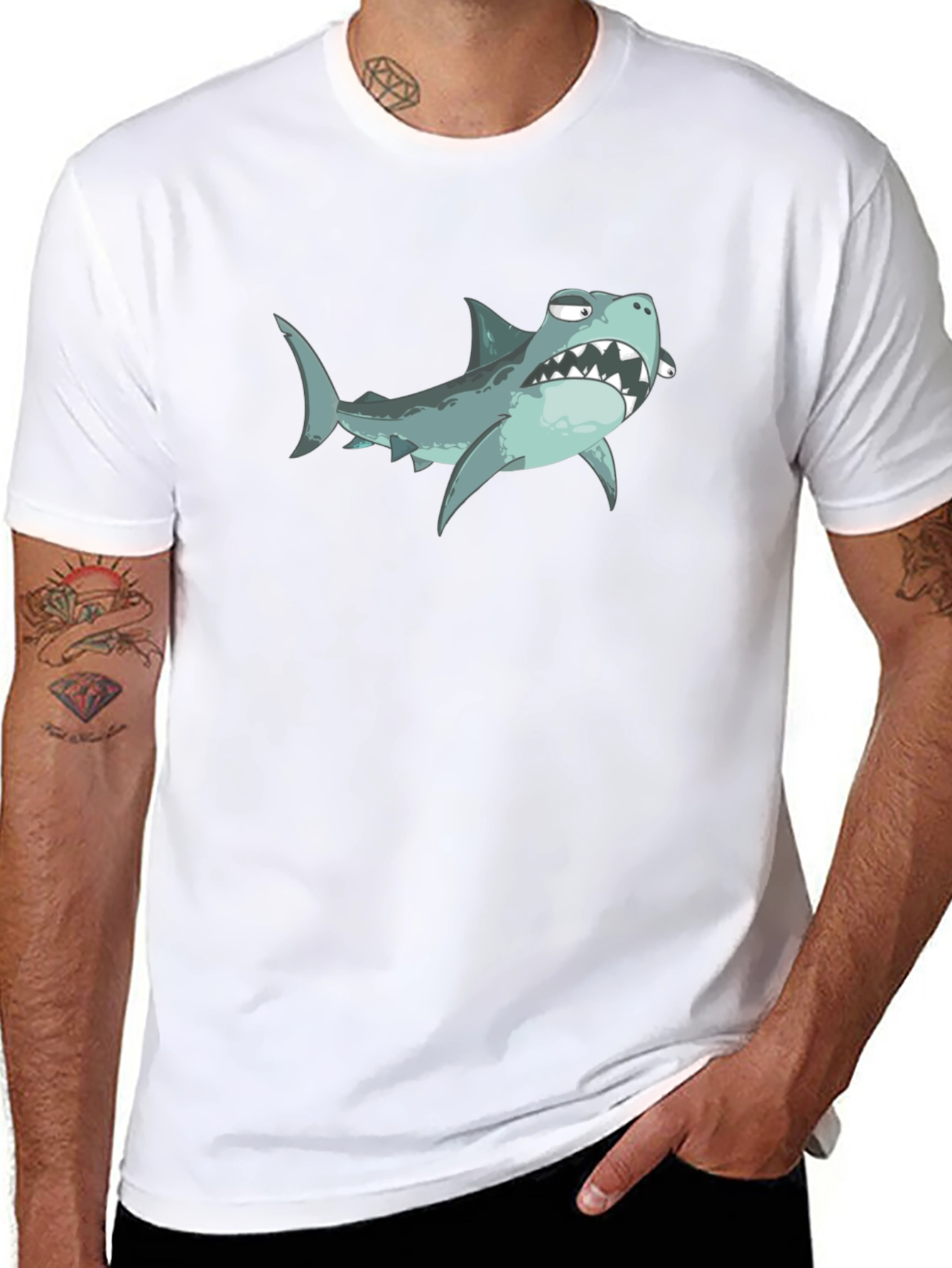Cartoon Shark Graphic T-Shirt