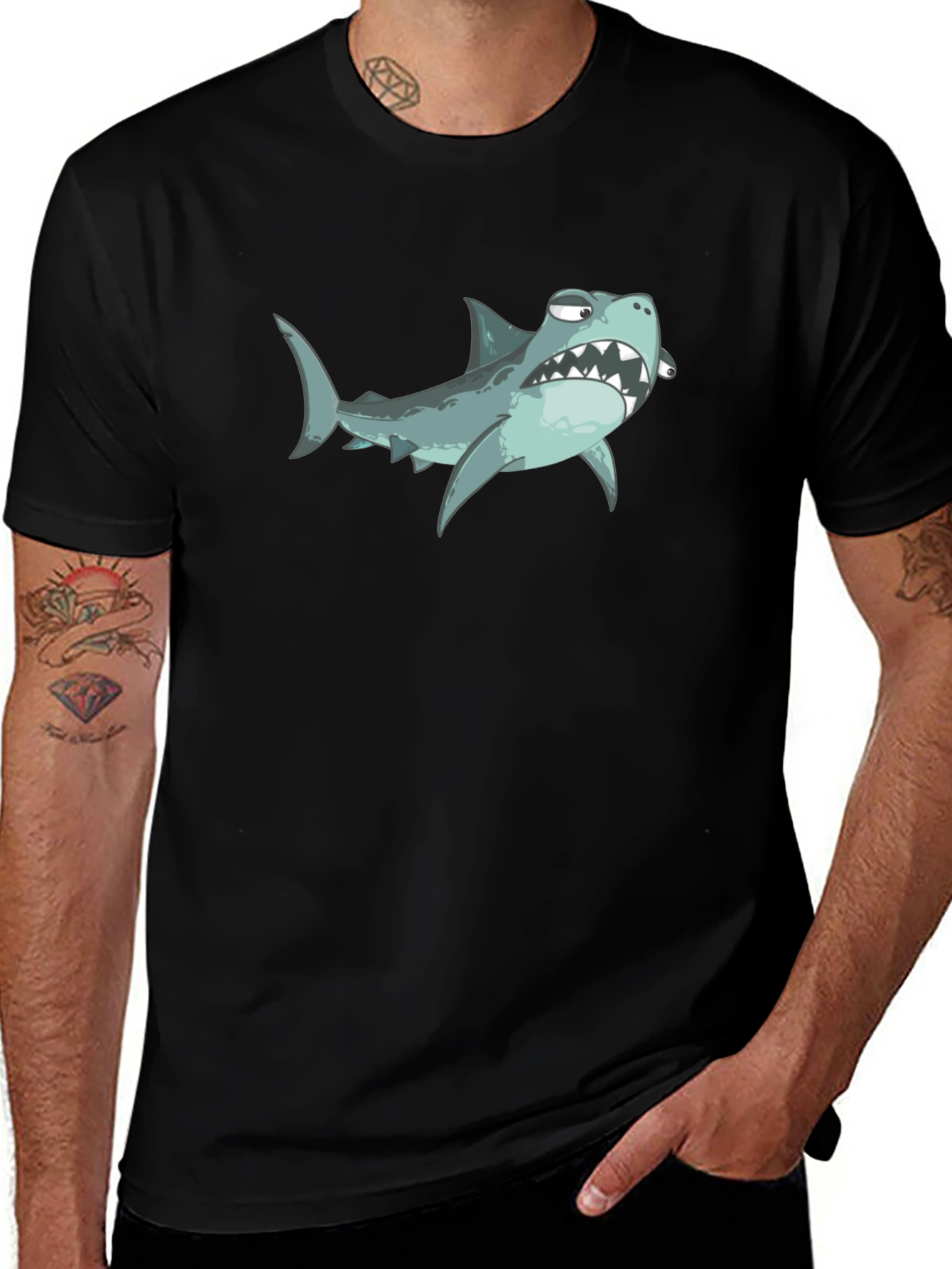 Cartoon Shark Graphic T-Shirt