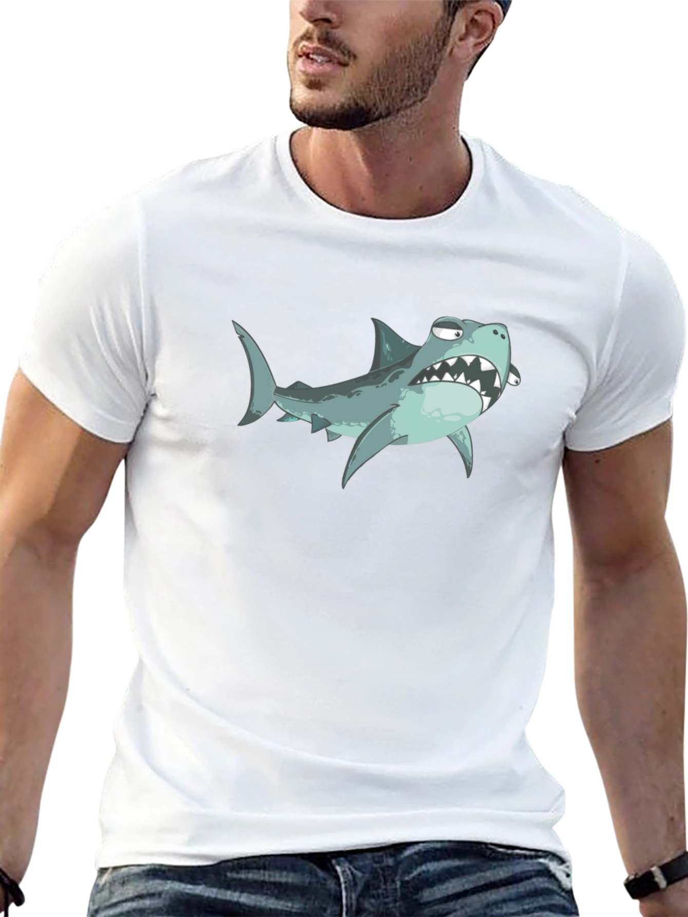 Cartoon Shark Graphic T-Shirt