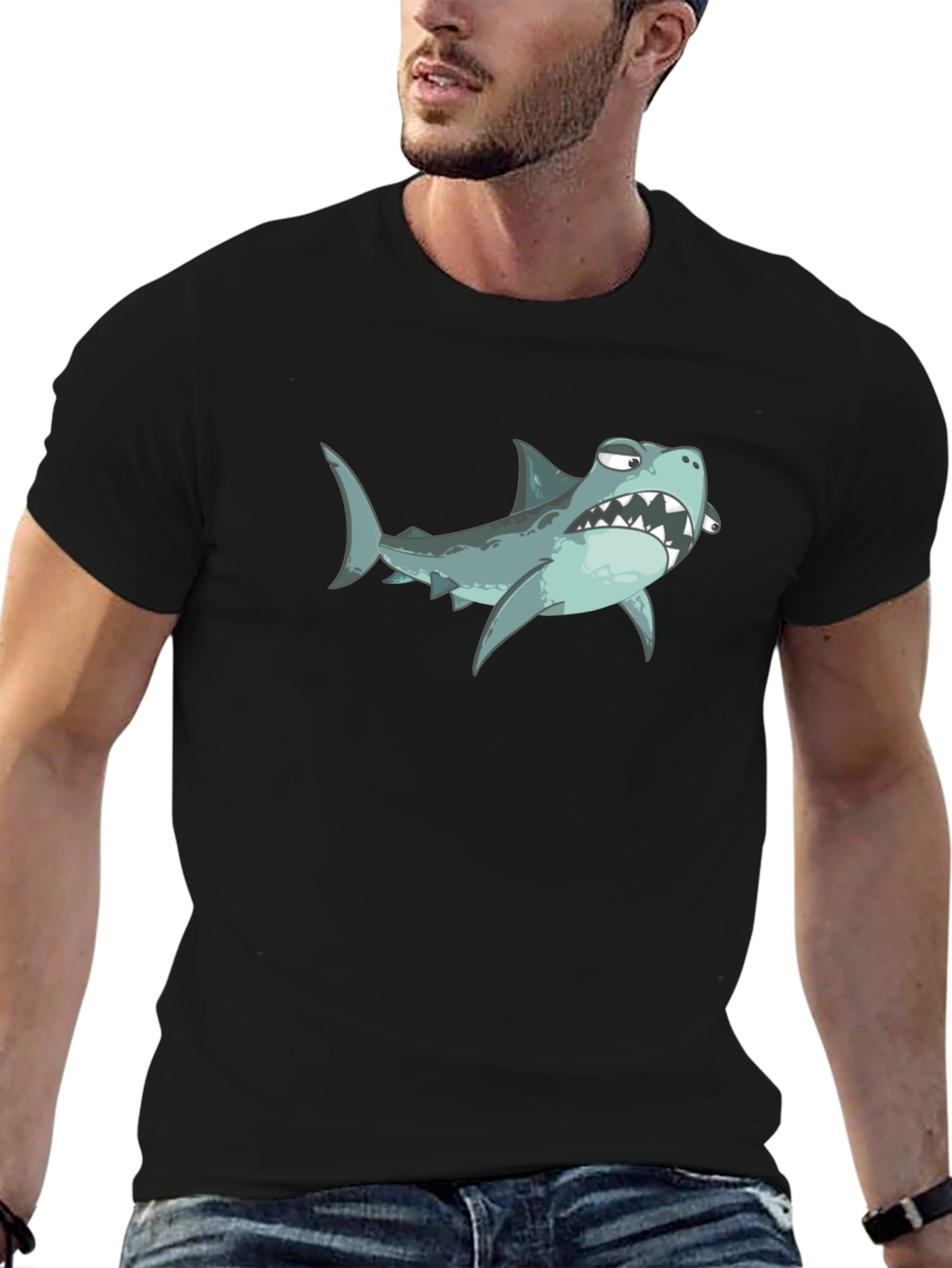 Cartoon Shark Graphic T-Shirt