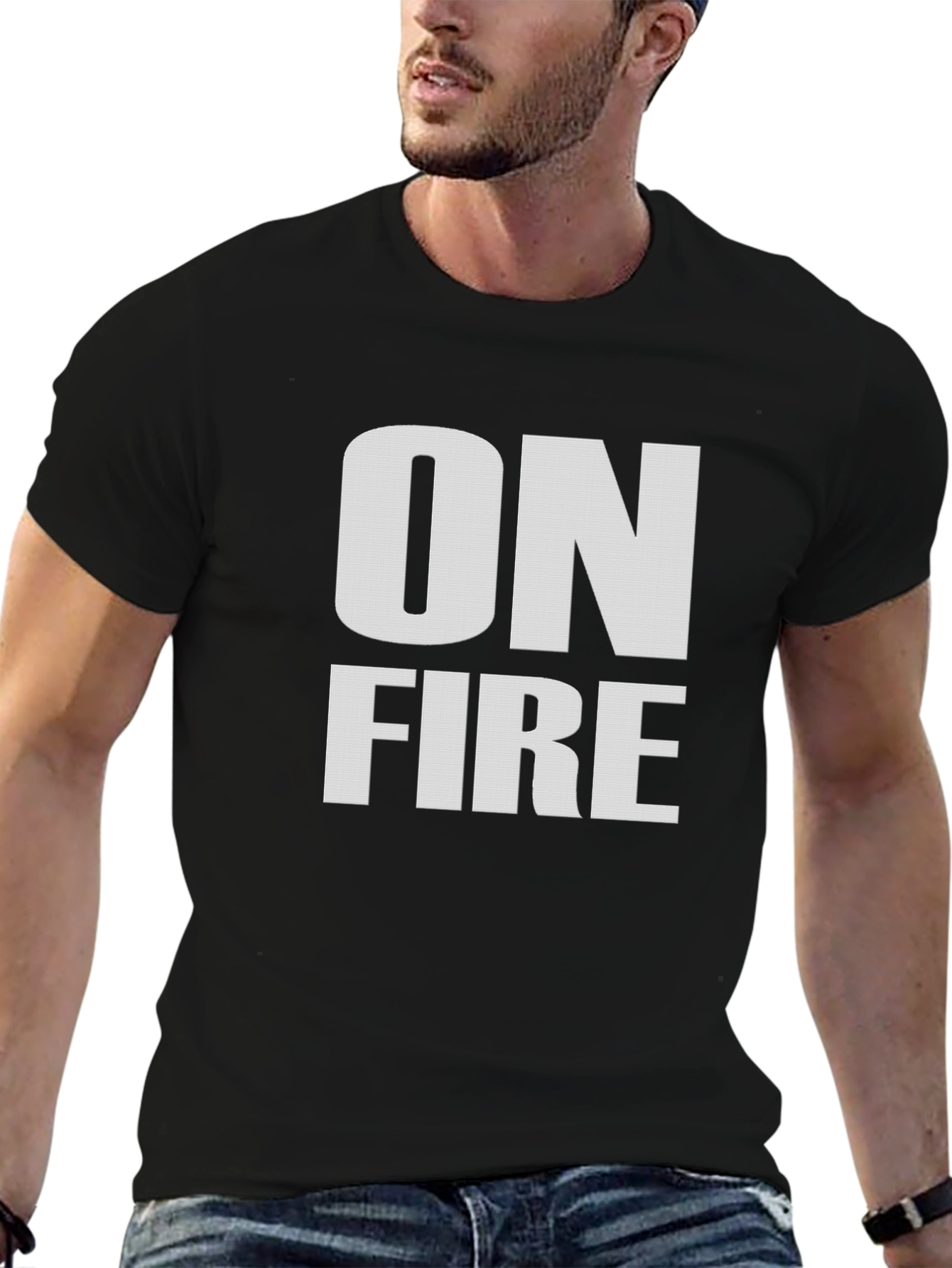 On Fire Graphic Tee - Black Cotton T-Shirt