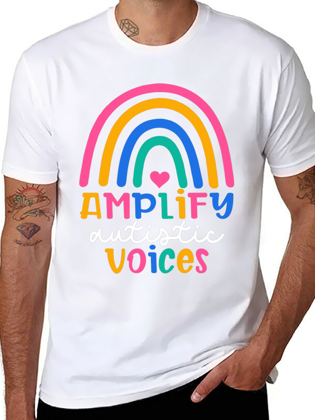 Amplify Autistic Voices Rainbow Tee