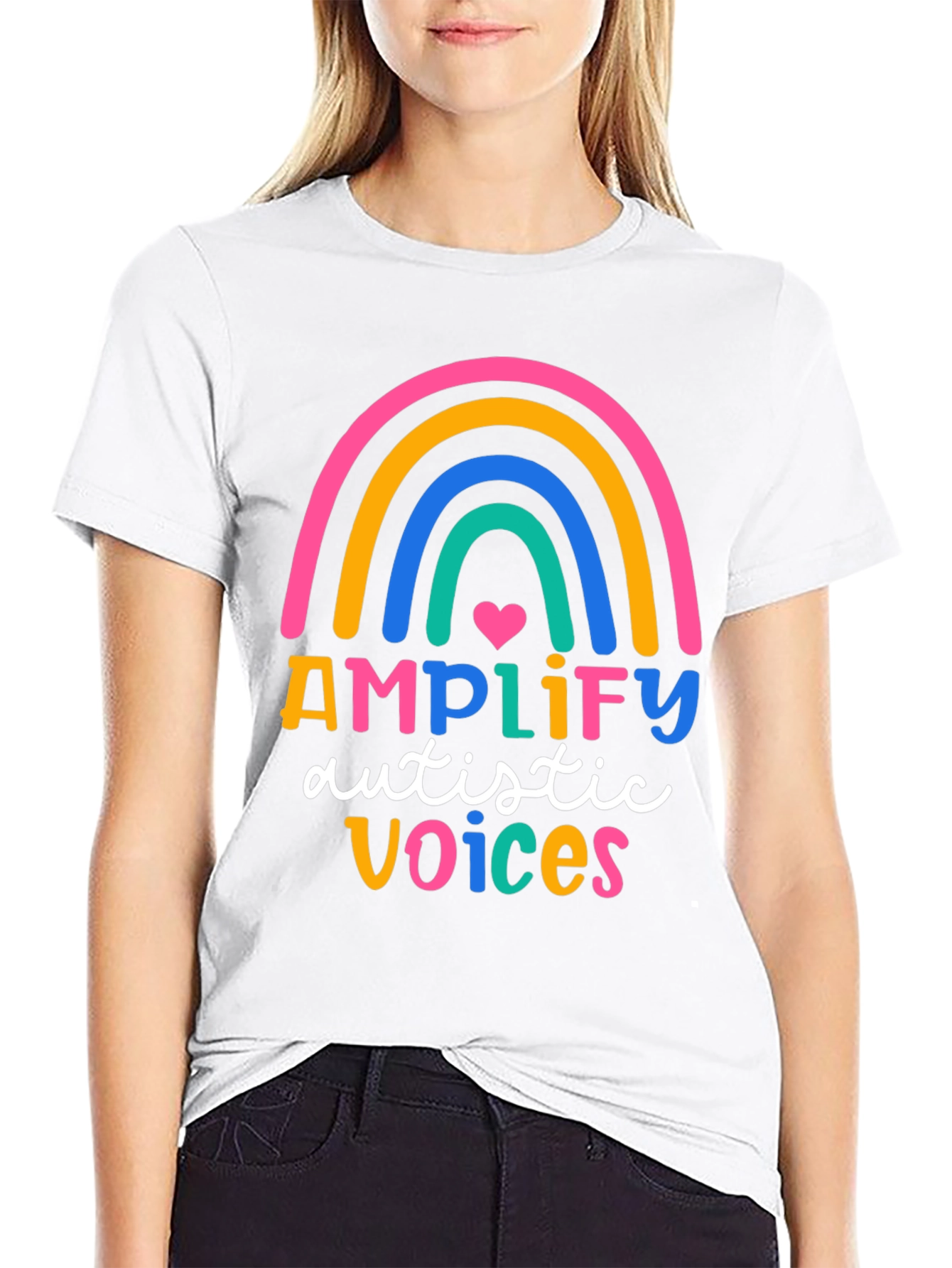 Amplify Autistic Voices Rainbow Tee