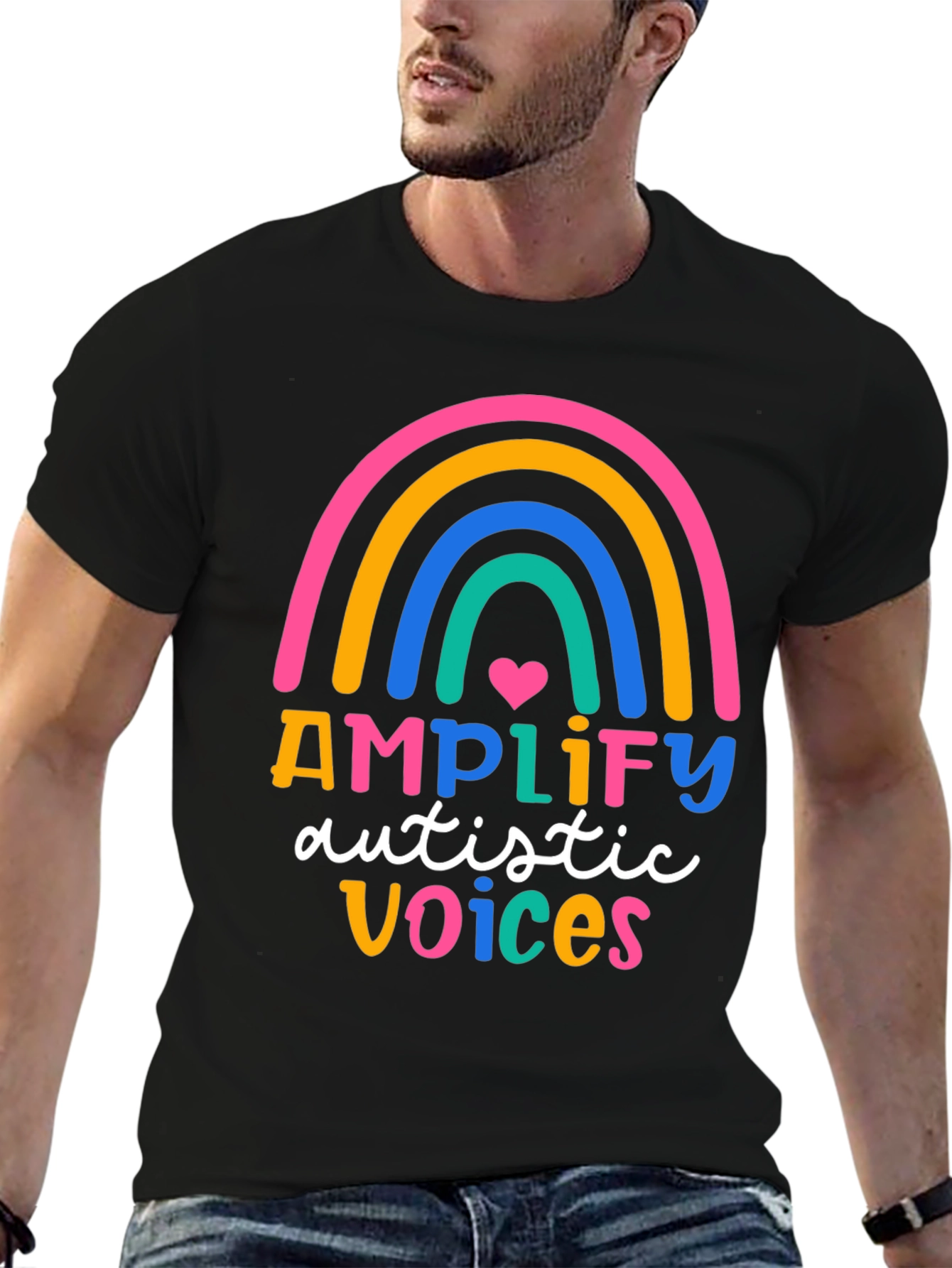 Amplify Autistic Voices Rainbow Tee