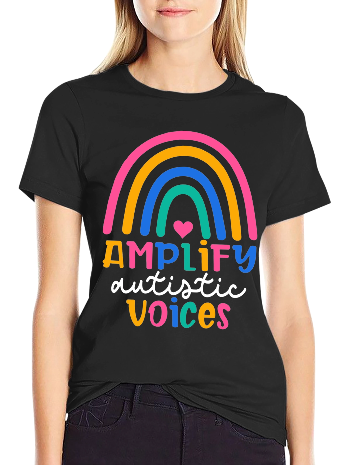 Amplify Autistic Voices Rainbow Tee