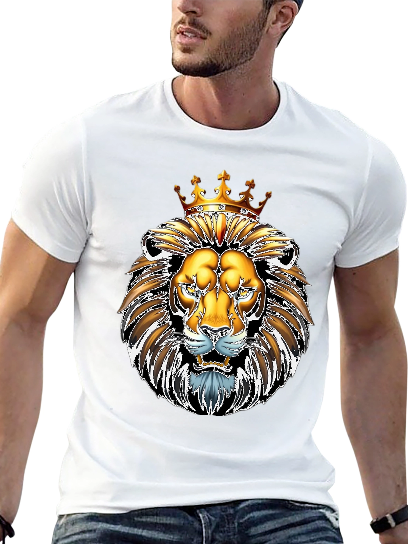King Lion Graphic Tee - Majestic Animal Design