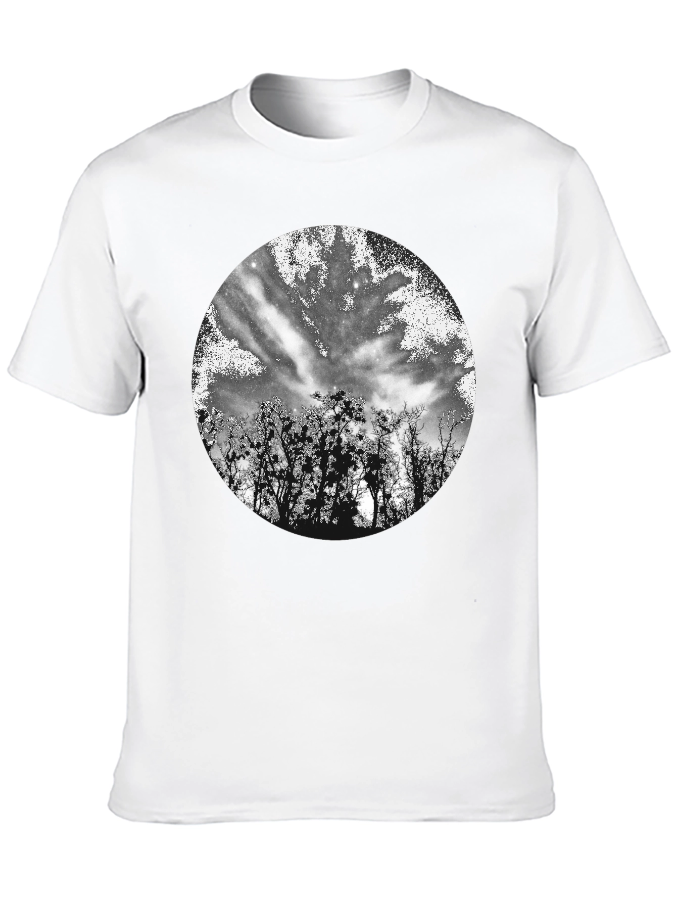 Black T-Shirt with Celestial Tree Print