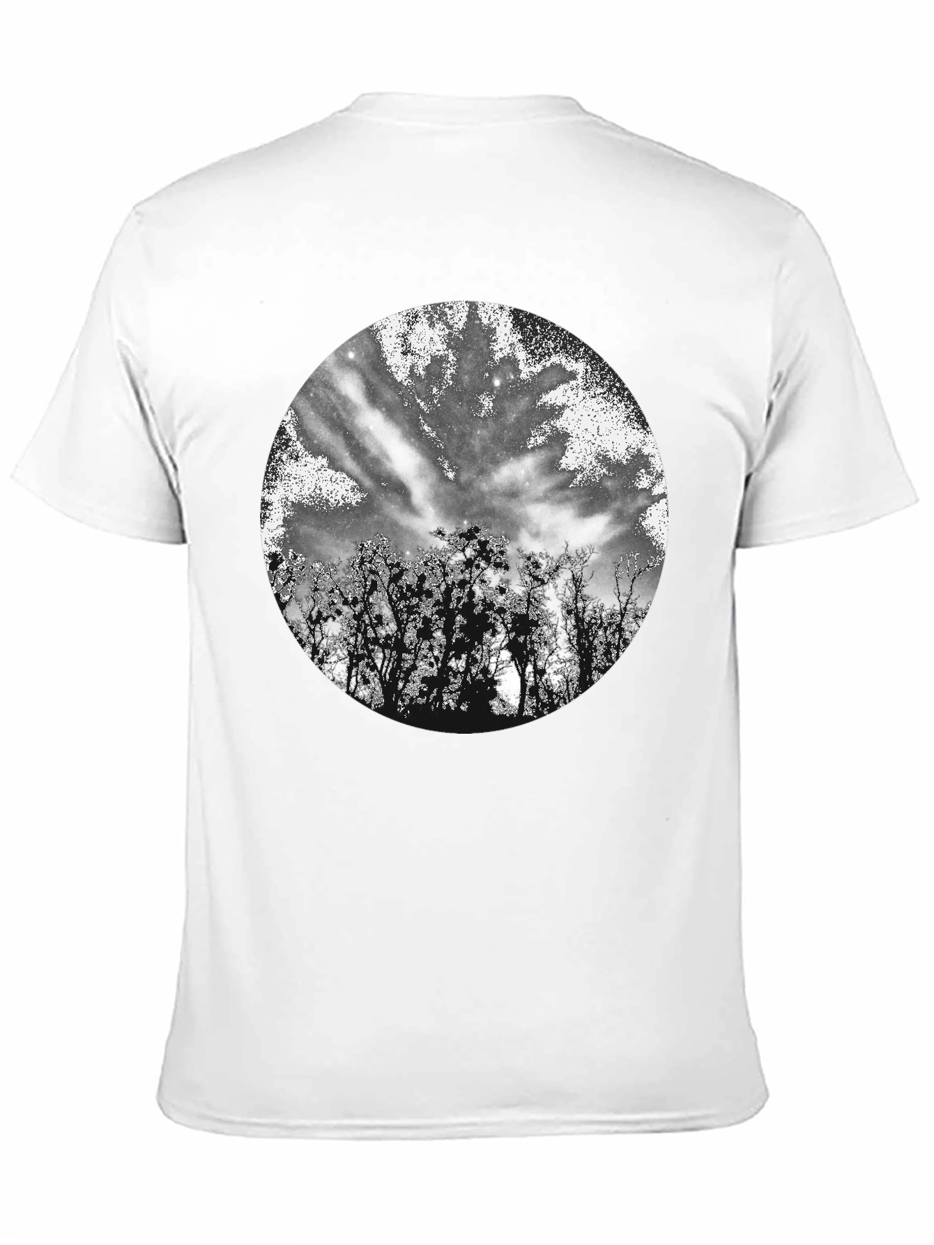 Black T-Shirt with Celestial Tree Print