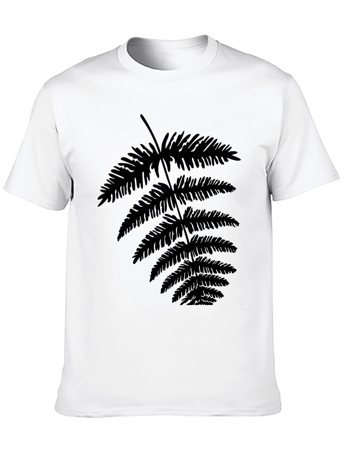Botanical Fern Print Black T-Shirt