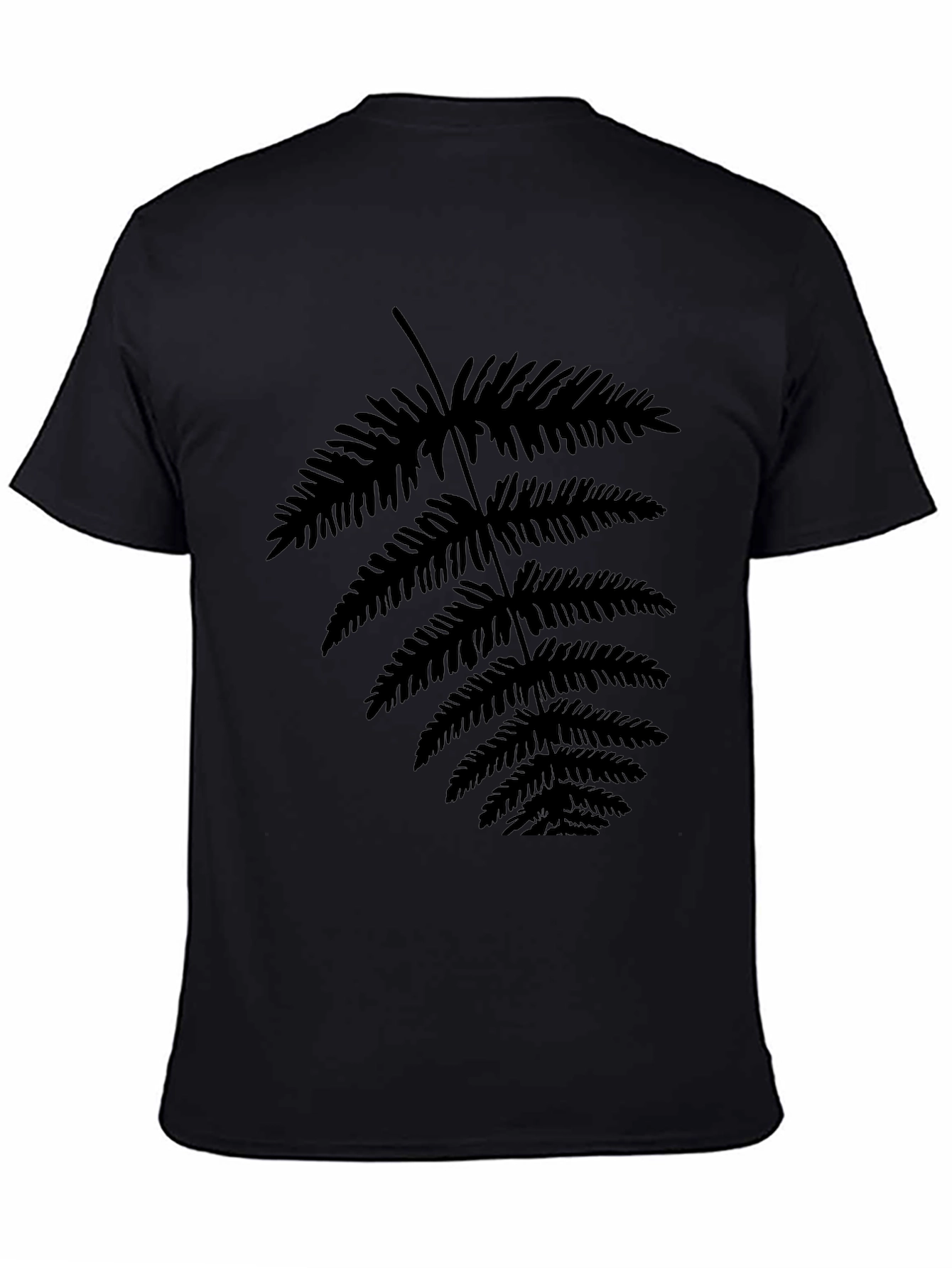 Botanical Fern Print Black T-Shirt