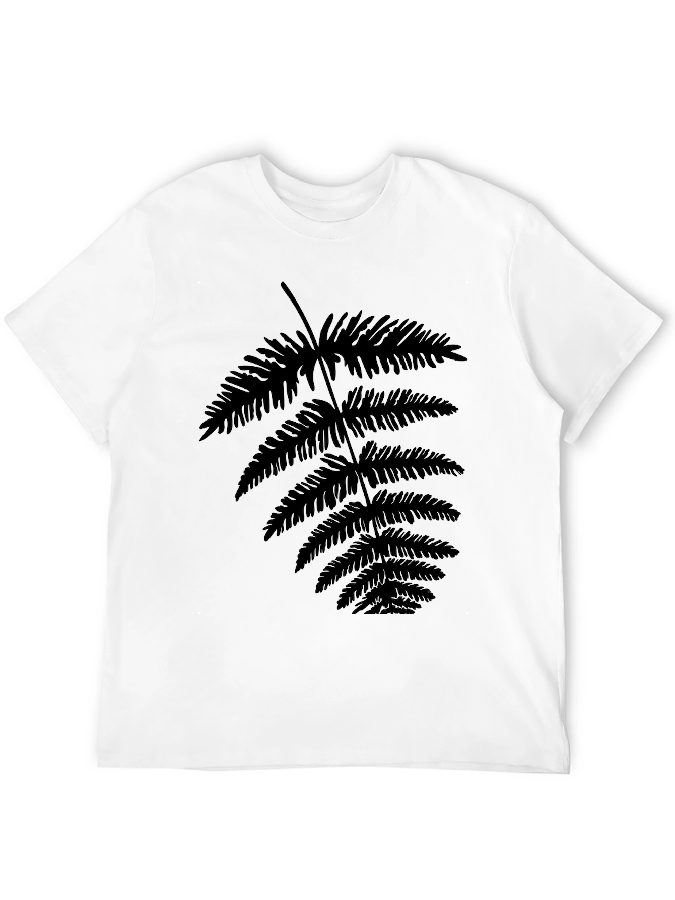 Botanical Fern Print Black T-Shirt