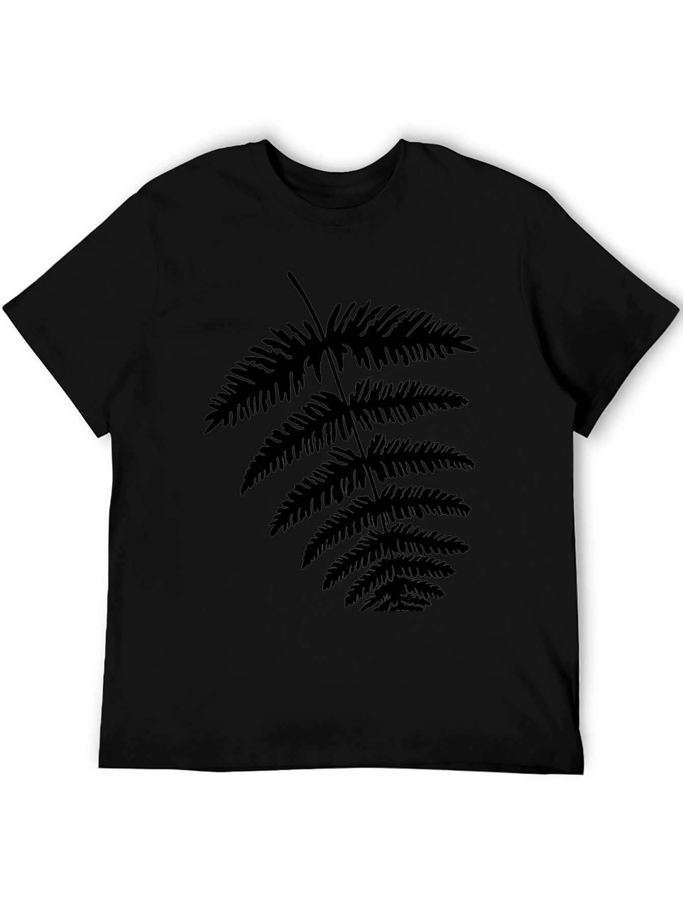Botanical Fern Print Black T-Shirt