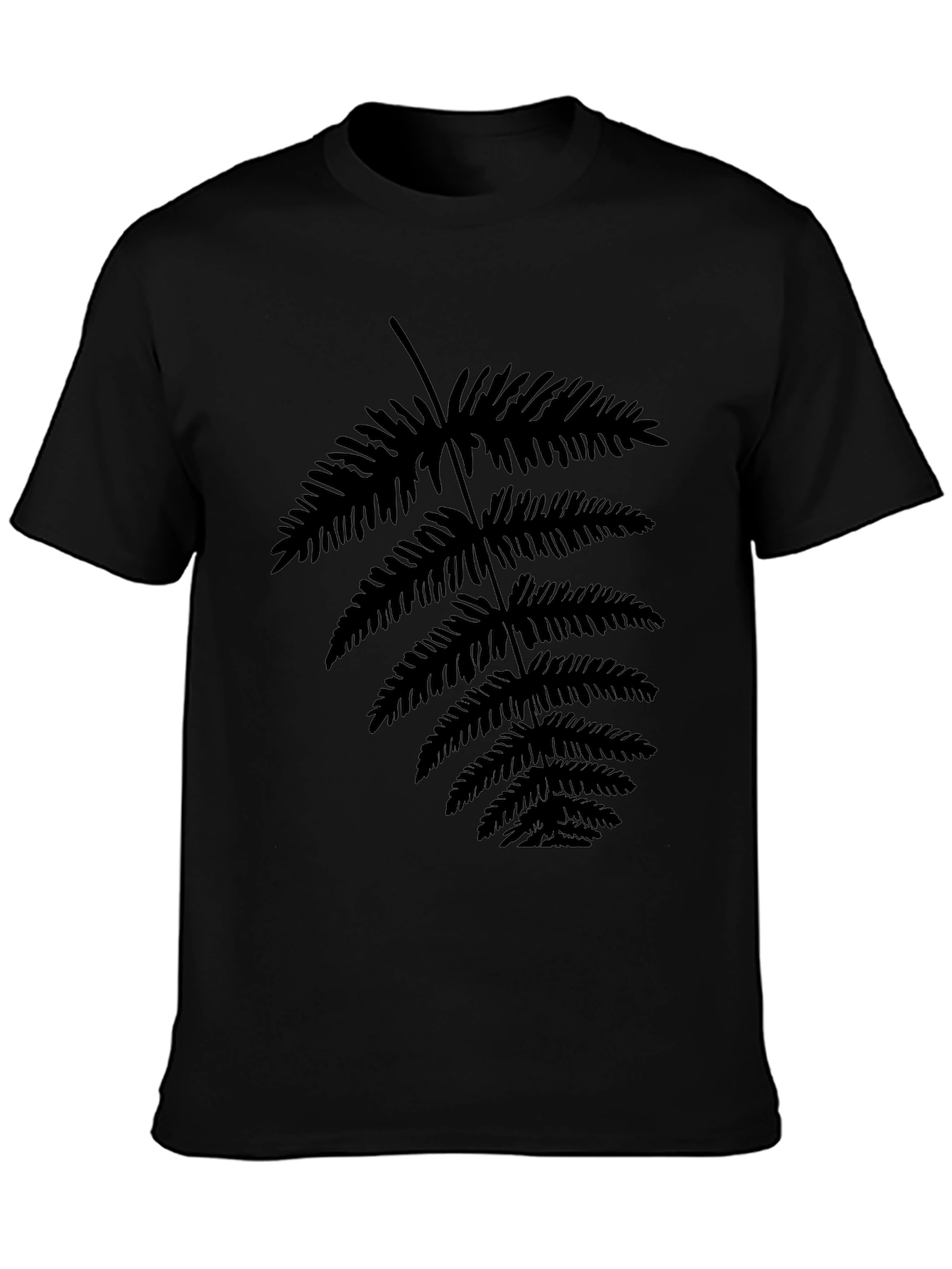 Botanical Fern Print Black T-Shirt