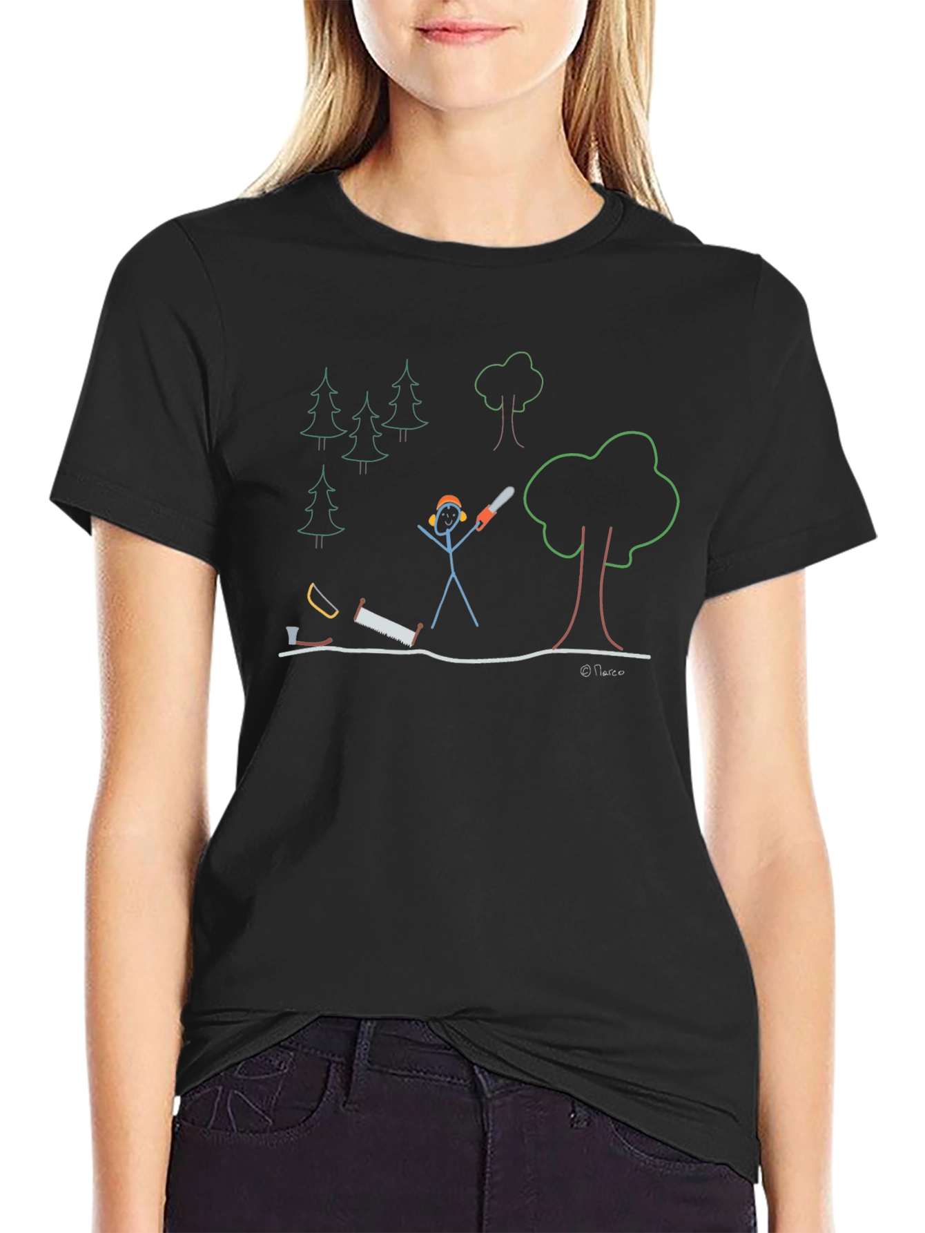Funny Tree Cutter Black T-Shirt