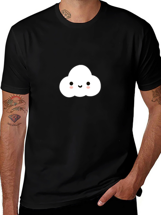 Cute Cloud Graphic Tee - Black Cotton Comfort