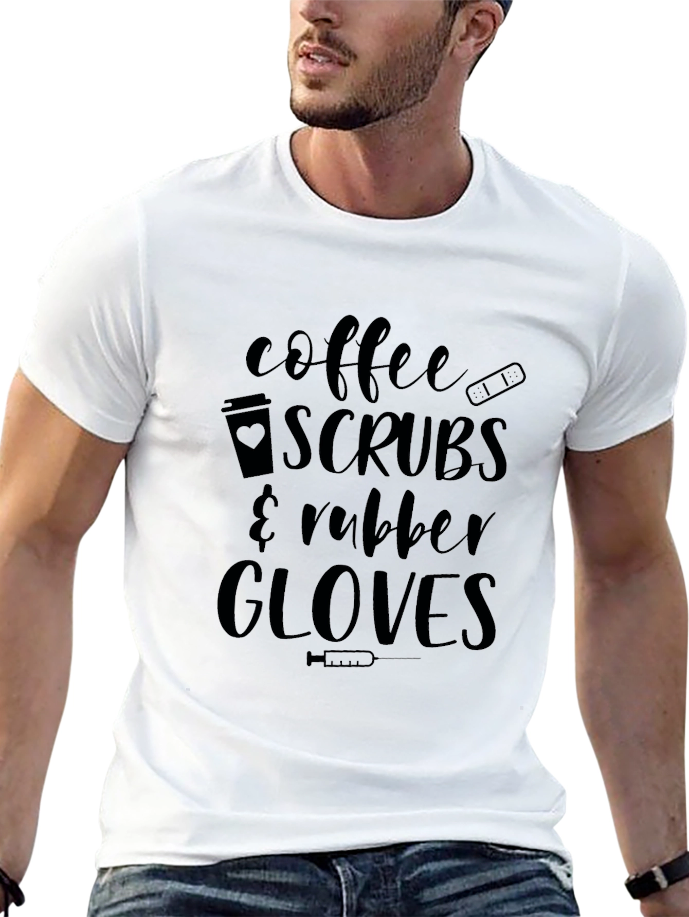 Coffee Scrubs & Rubber Gloves Black T-Shirt