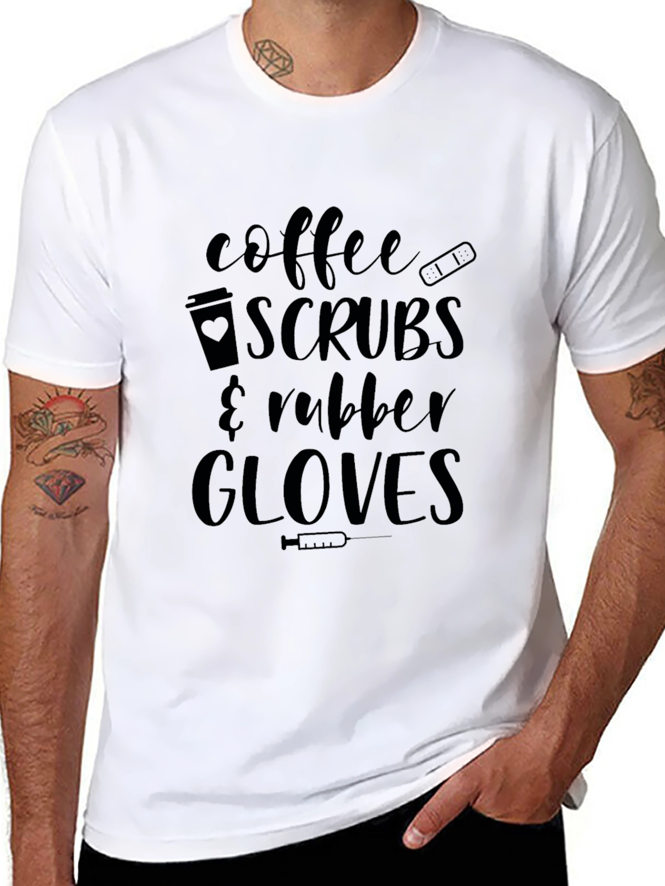 Coffee Scrubs & Rubber Gloves Black T-Shirt
