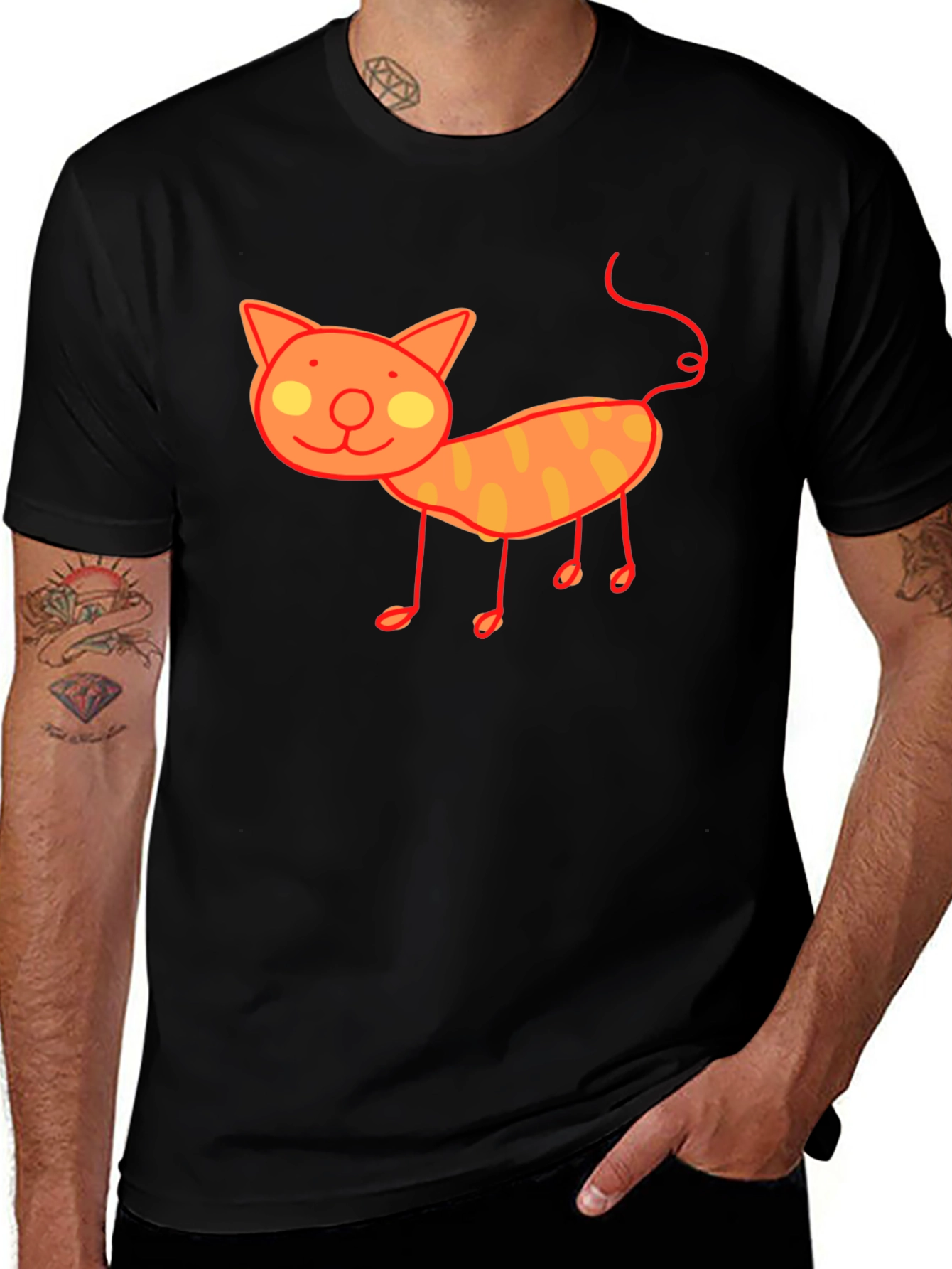 Cute Cat Graphic T-Shirt - Black