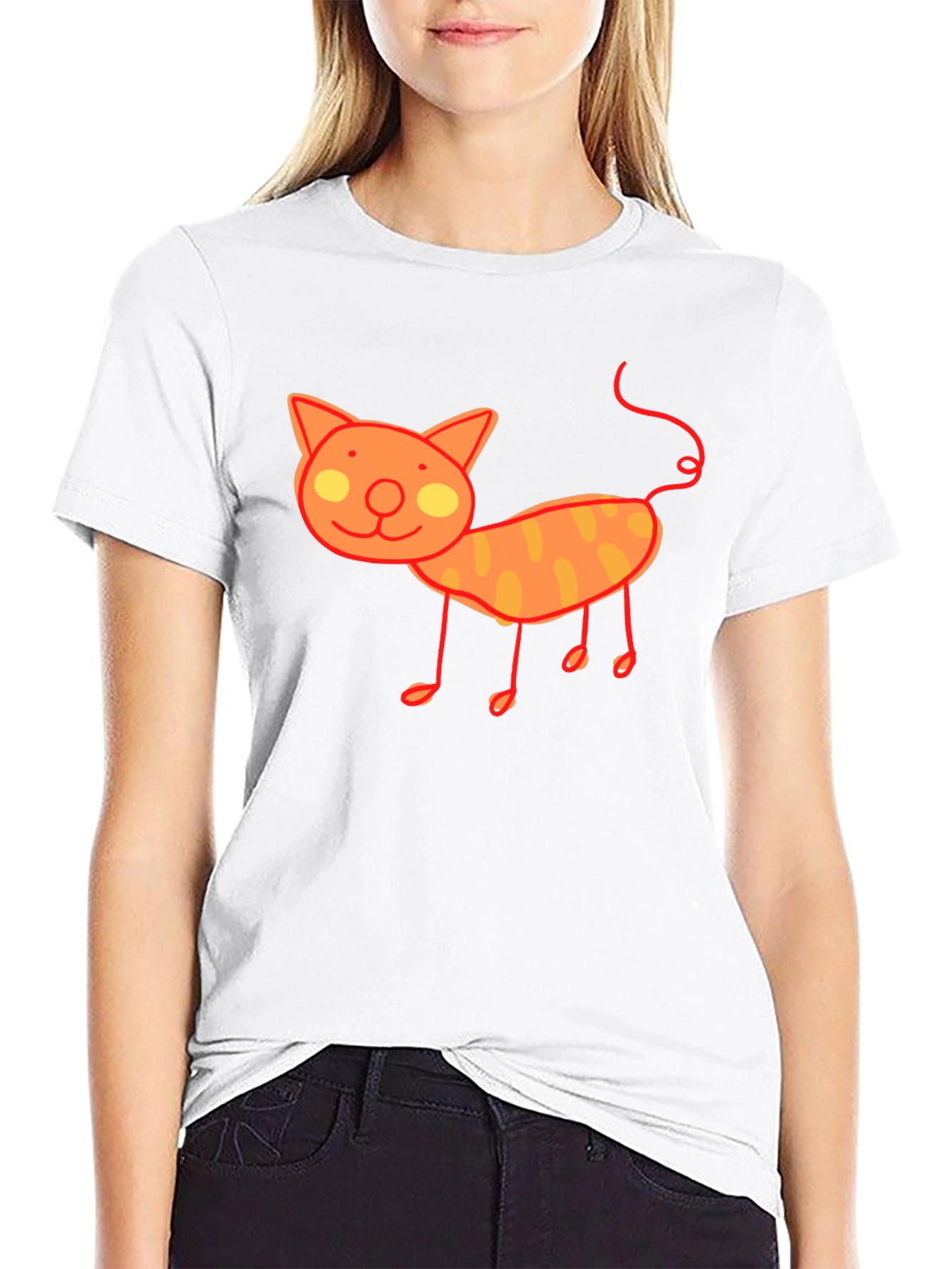 Cute Cat Graphic T-Shirt - Black