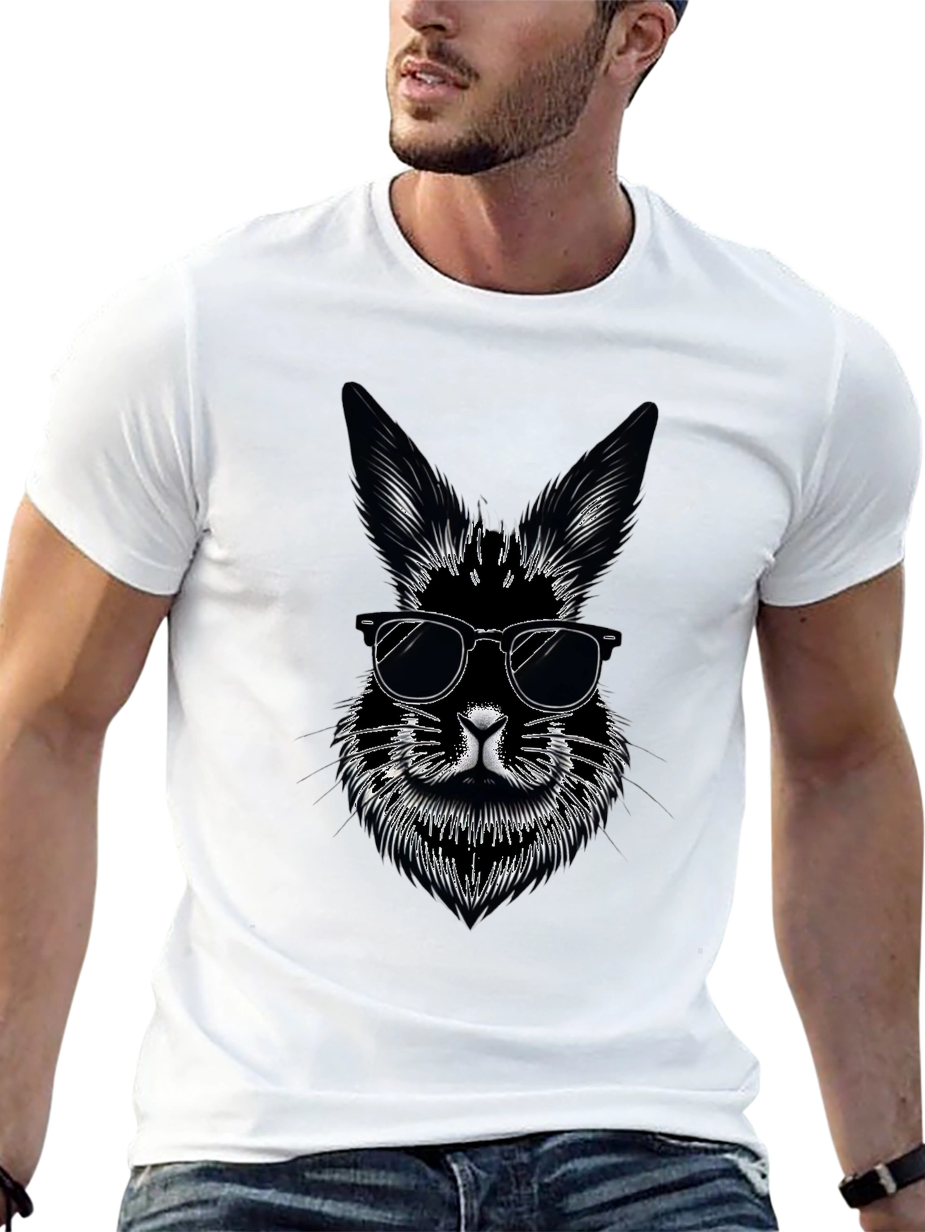 Cool Rabbit Graphic Tee - Black Cotton T-Shirt