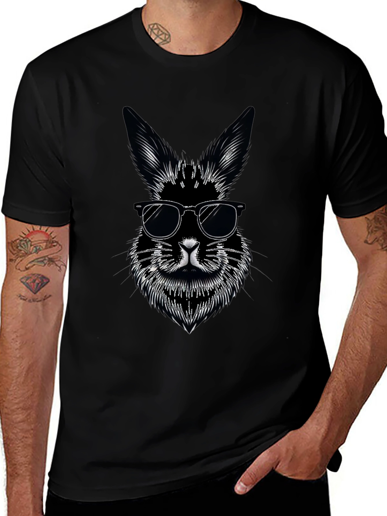 Cool Rabbit Graphic Tee - Black Cotton T-Shirt