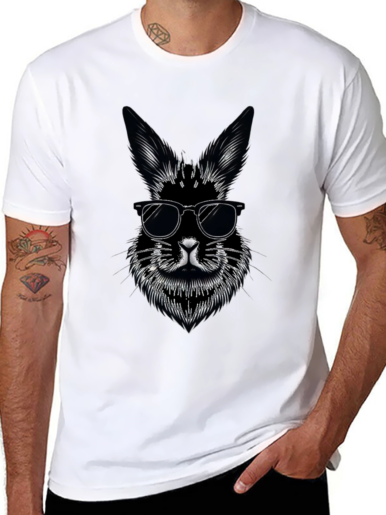Cool Rabbit Graphic Tee - Black Cotton T-Shirt