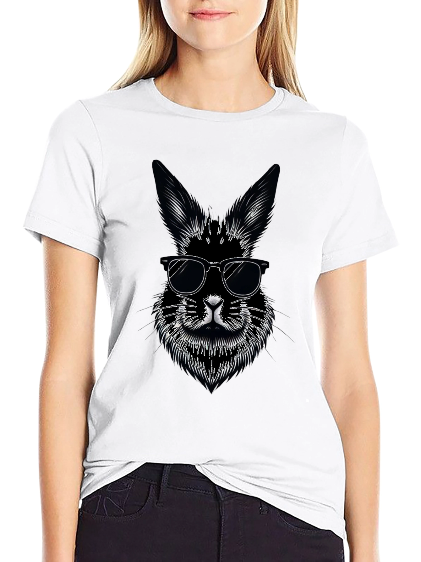 Cool Rabbit Graphic Tee - Black Cotton T-Shirt