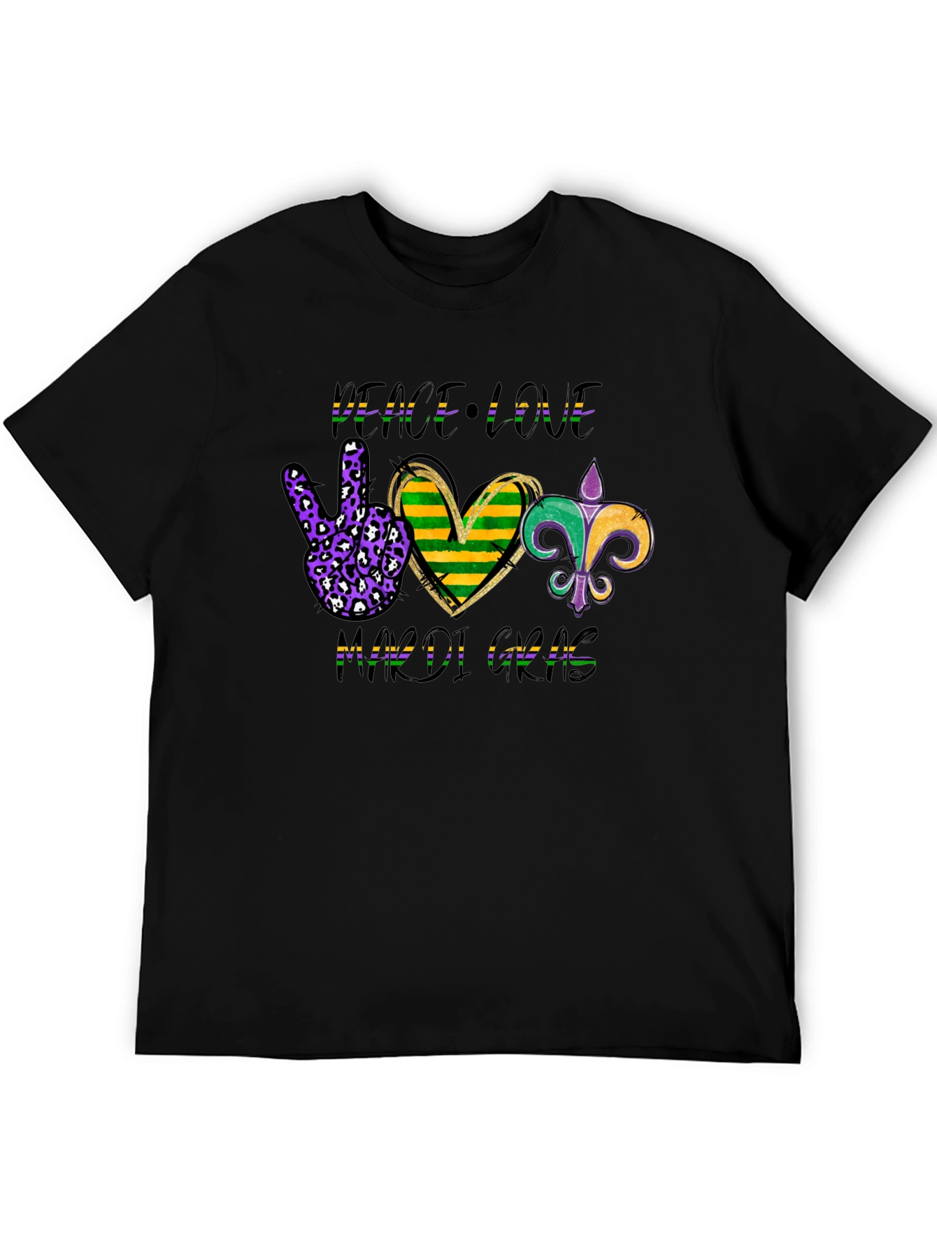 Mardi Gras Peace Love Graphic Tee