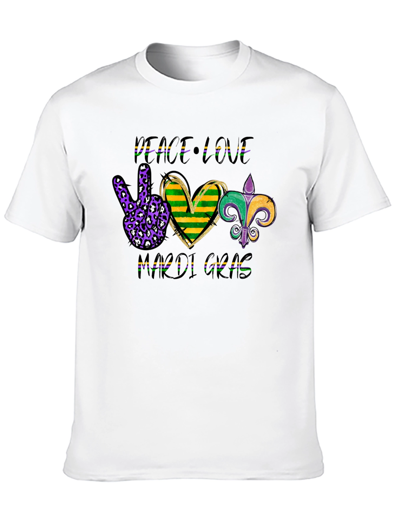 Mardi Gras Peace Love Graphic Tee