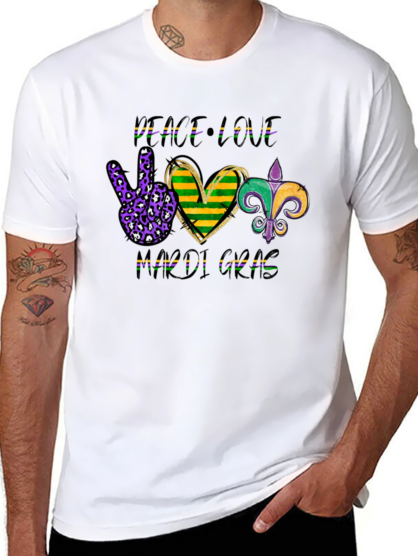 Mardi Gras Peace Love Graphic Tee