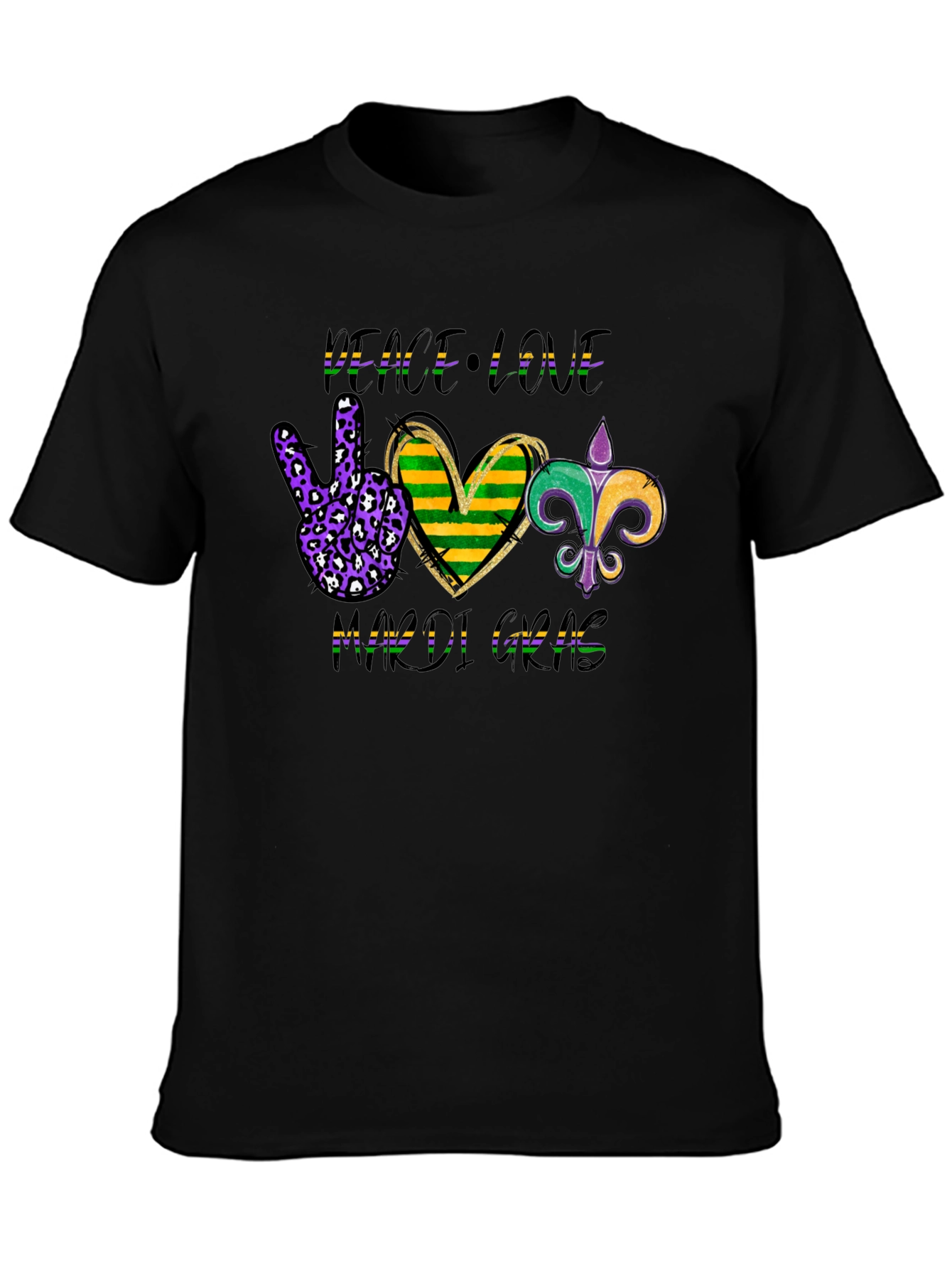 Mardi Gras Peace Love Graphic Tee