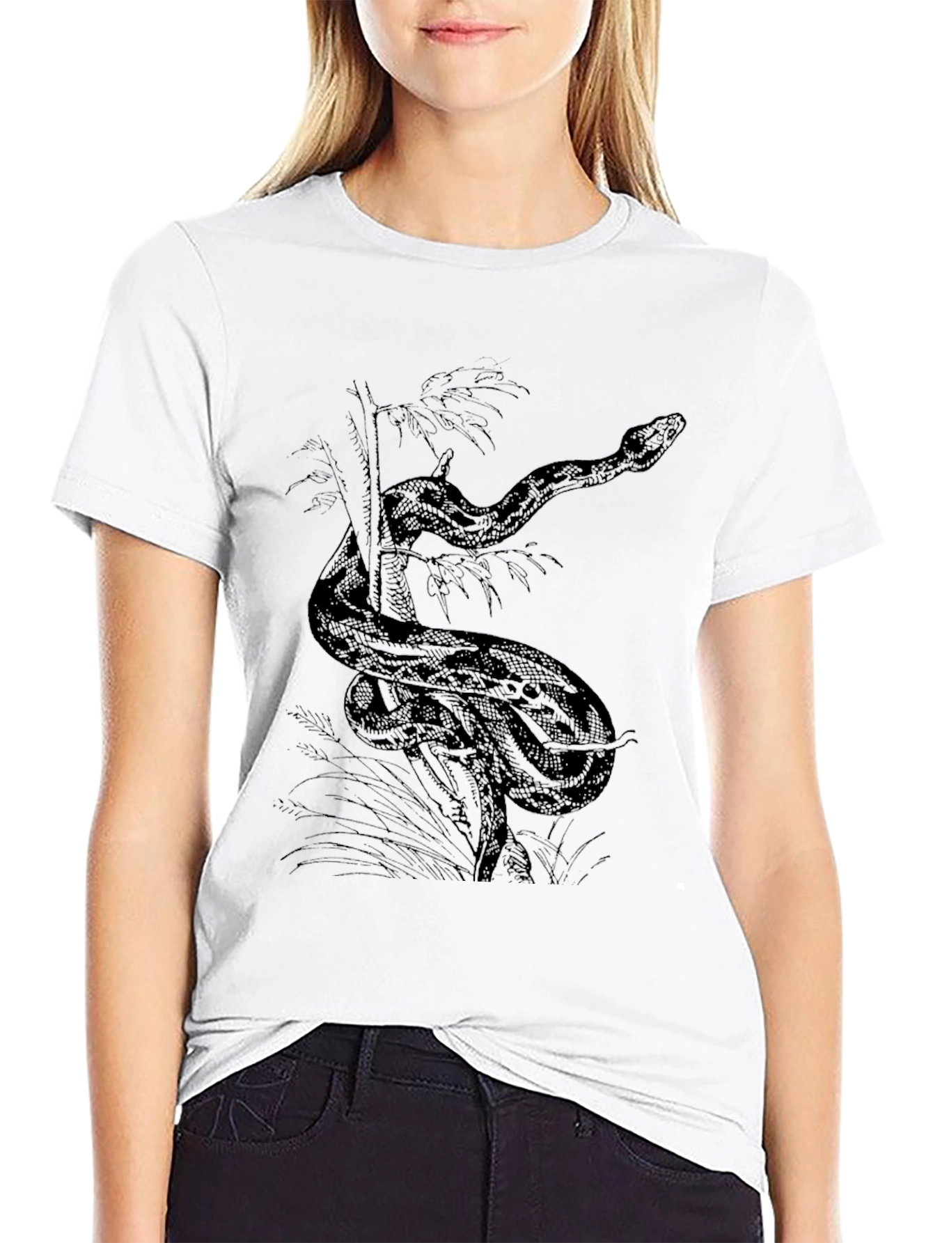Snake Graphic Tee - Black Cotton Comfort