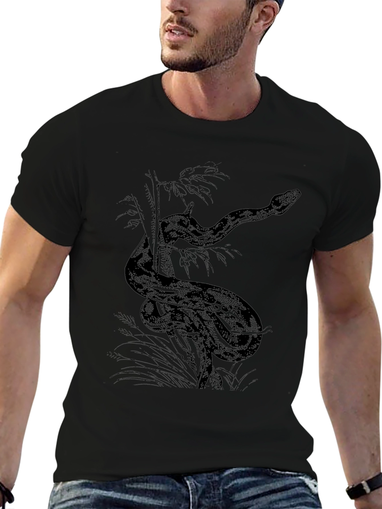 Snake Graphic Tee - Black Cotton Comfort