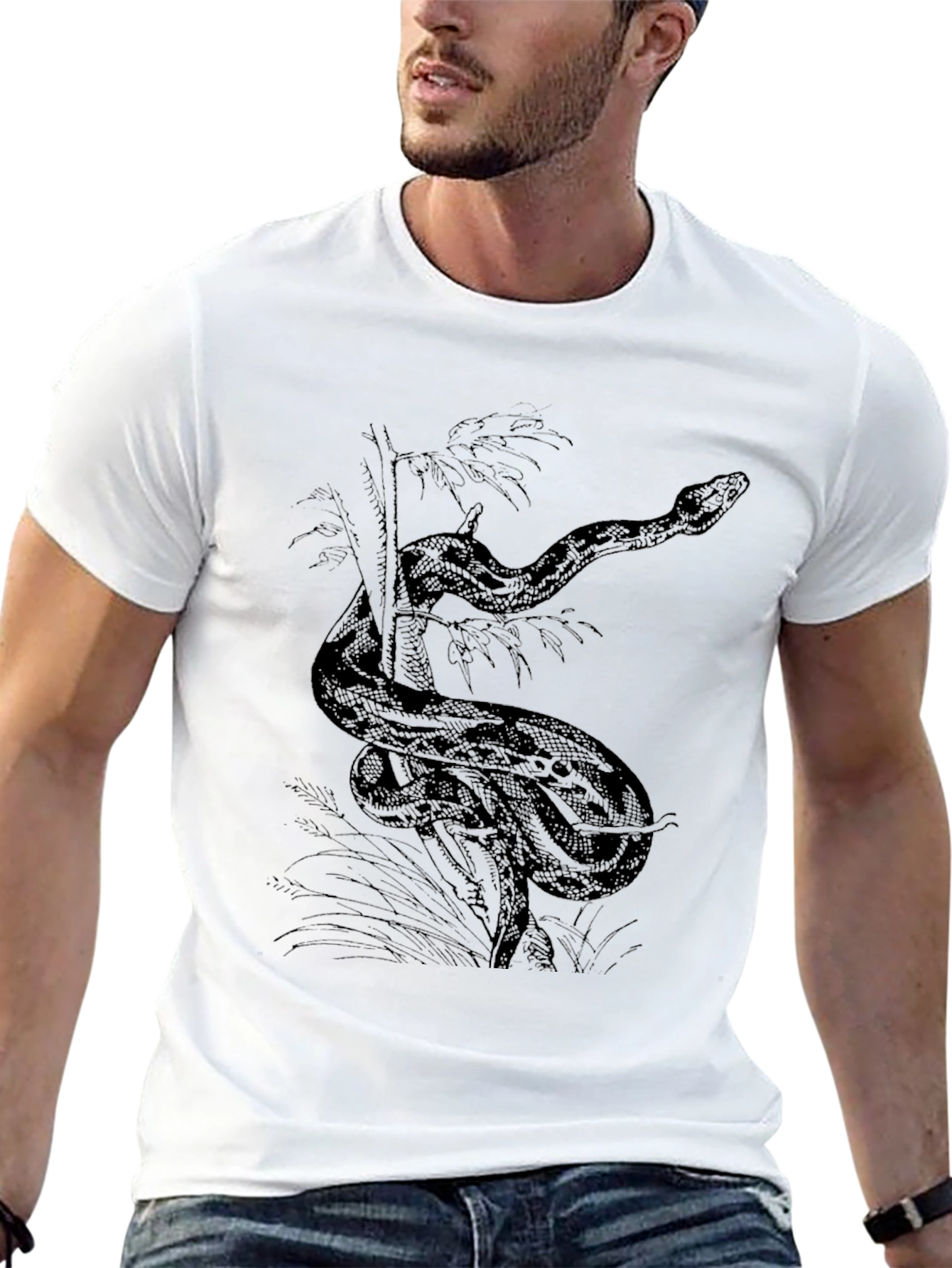 Snake Graphic Tee - Black Cotton Comfort