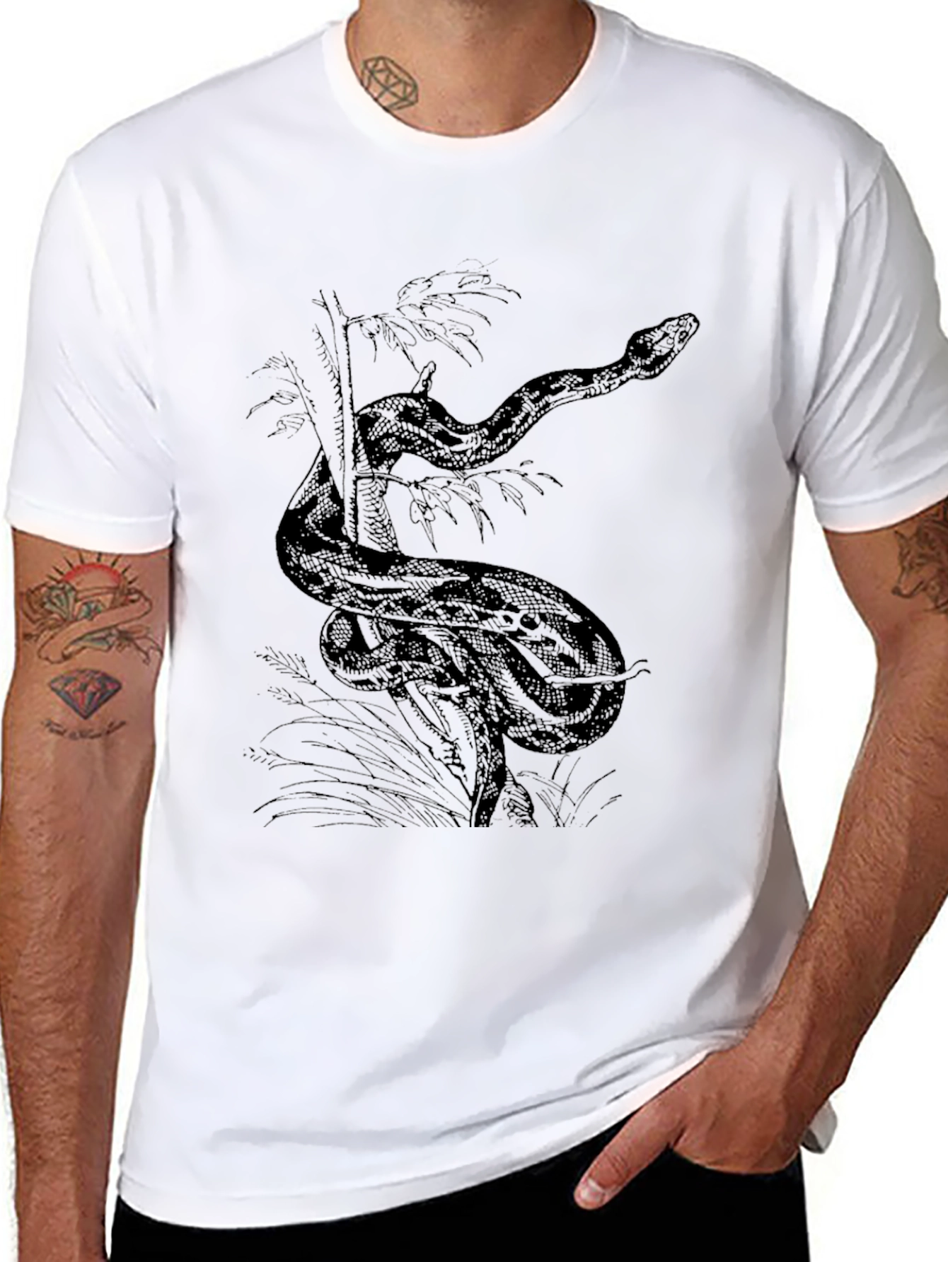 Snake Graphic Tee - Black Cotton Comfort