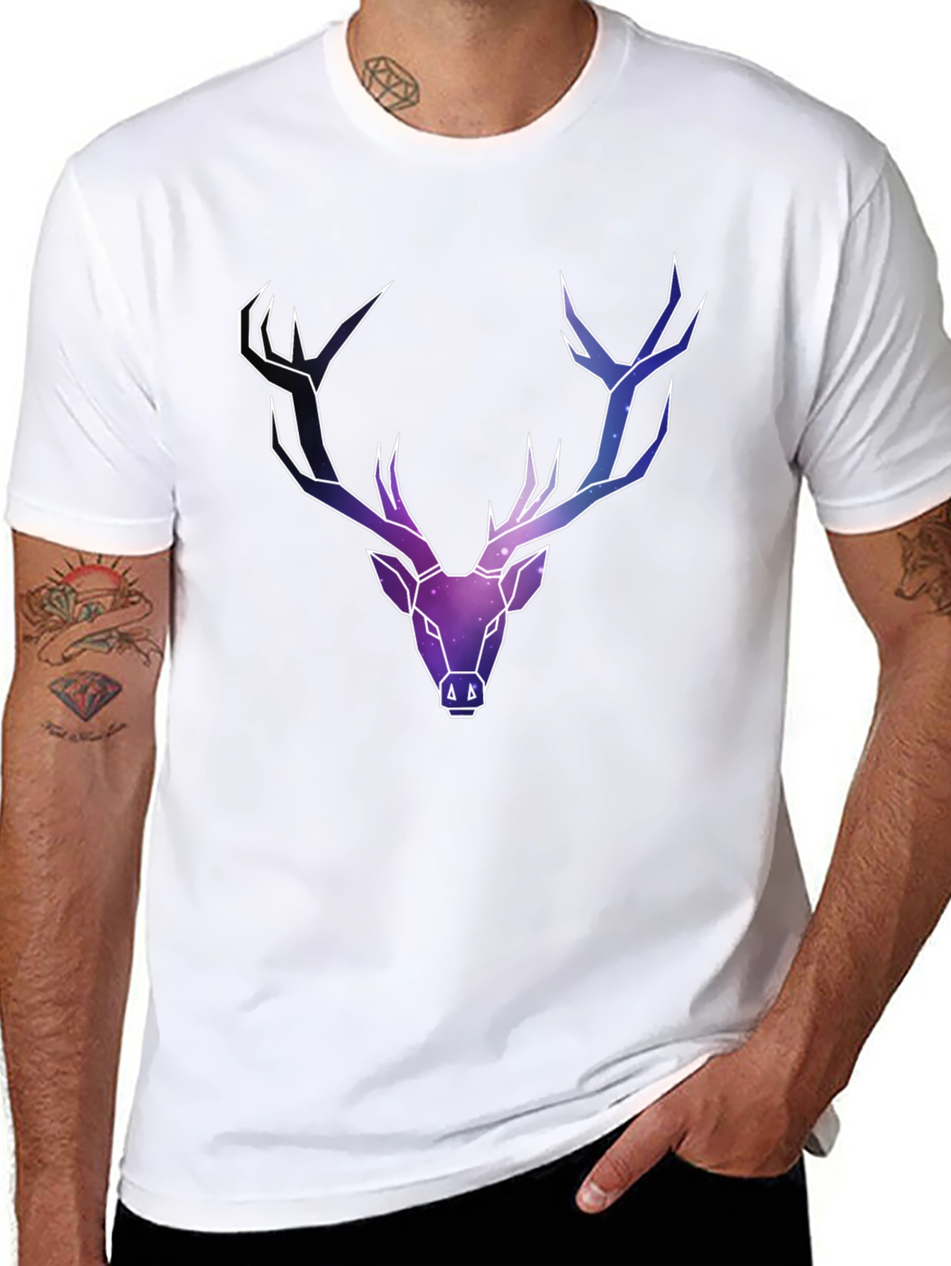 Galaxy Deer Graphic Tee - Mens Black T-Shirt