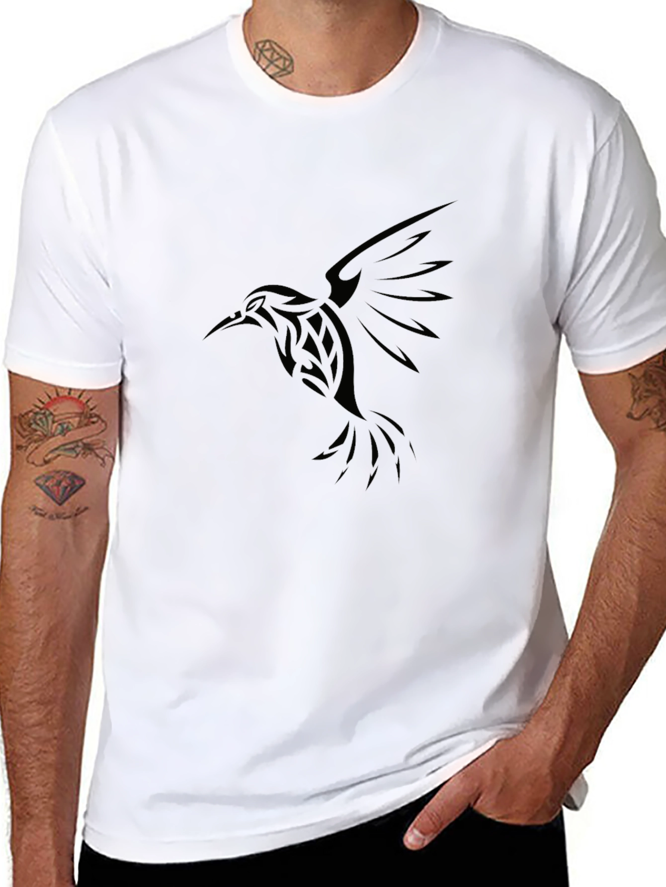 Black Hummingbird Graphic T-Shirt - Stylish Casual Wear
