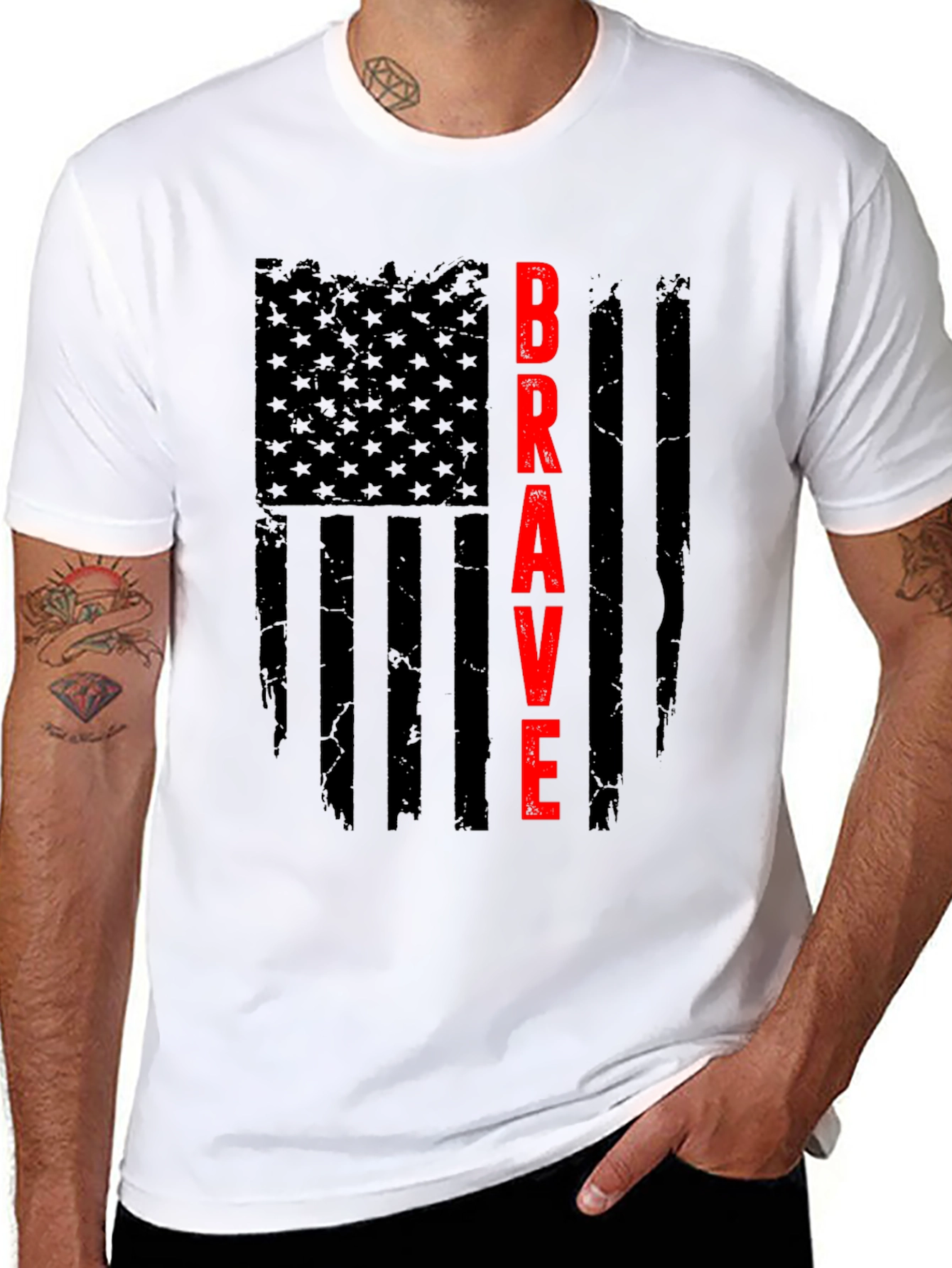 Brave American Flag Graphic T-Shirt