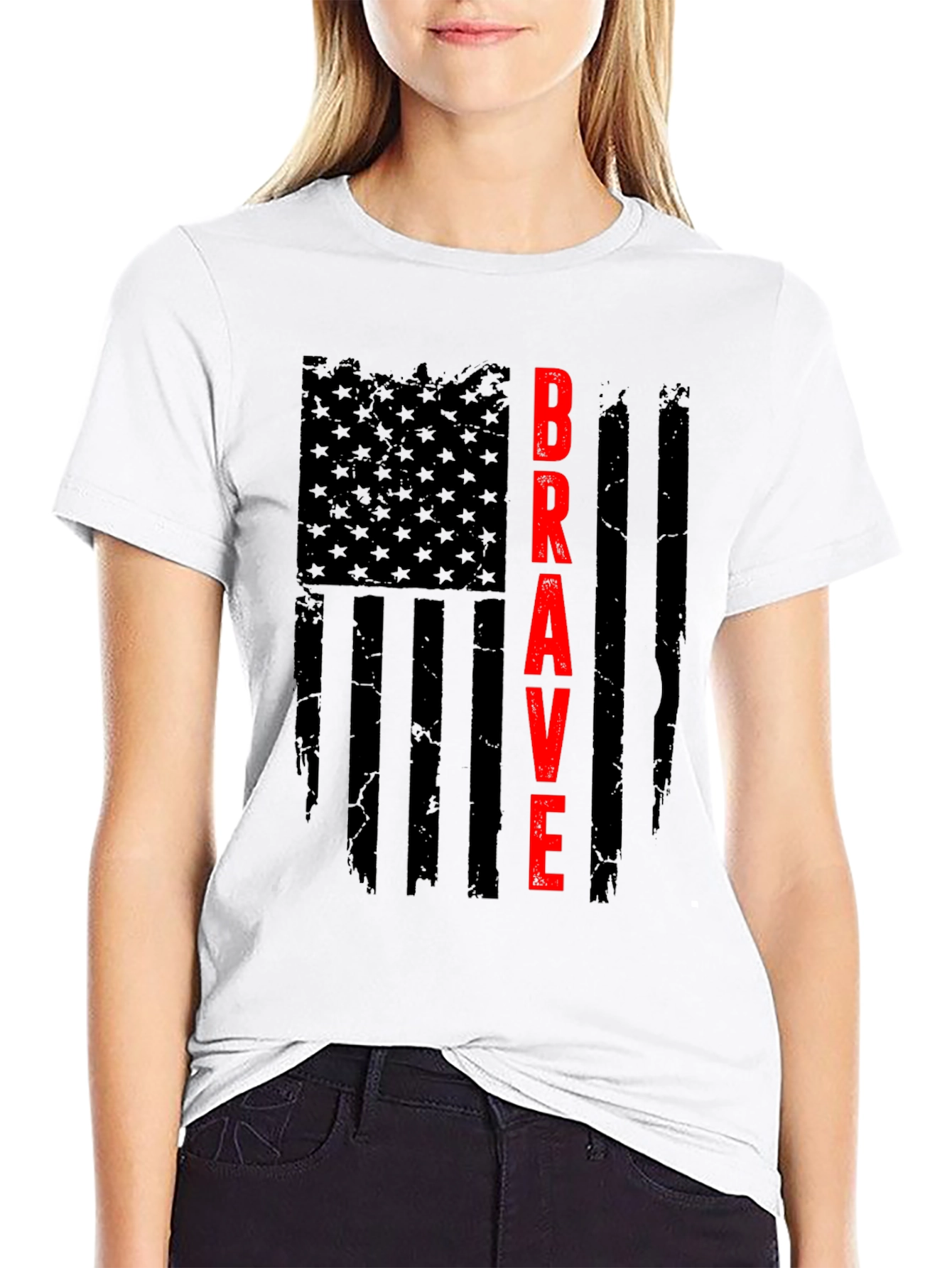 Brave American Flag Graphic T-Shirt
