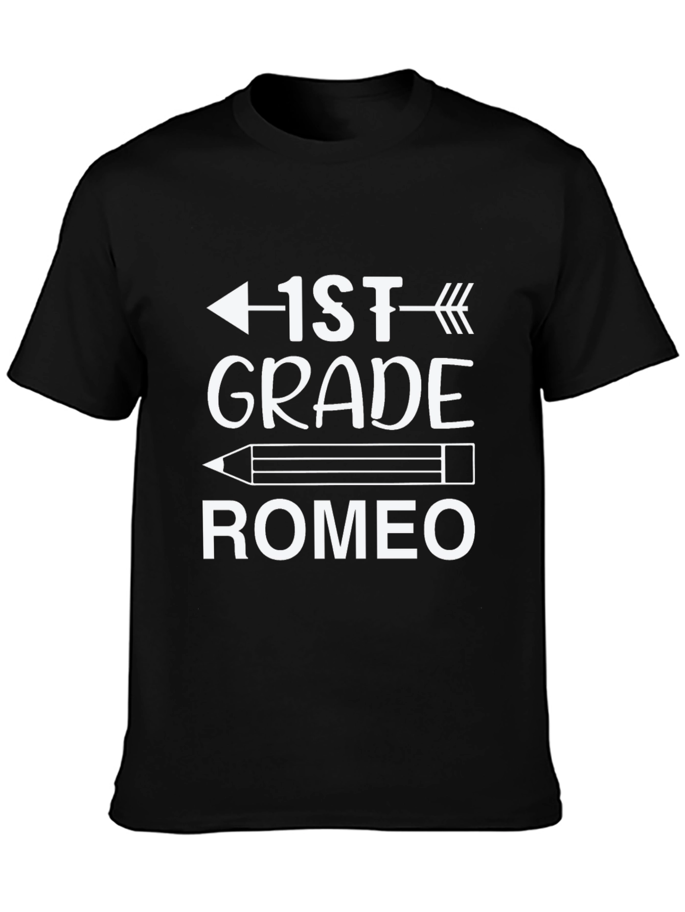 1st Grade Romeo Back to School Black T-Shirt