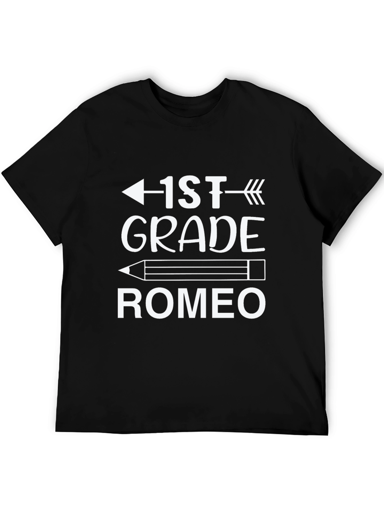 1st Grade Romeo Back to School Black T-Shirt